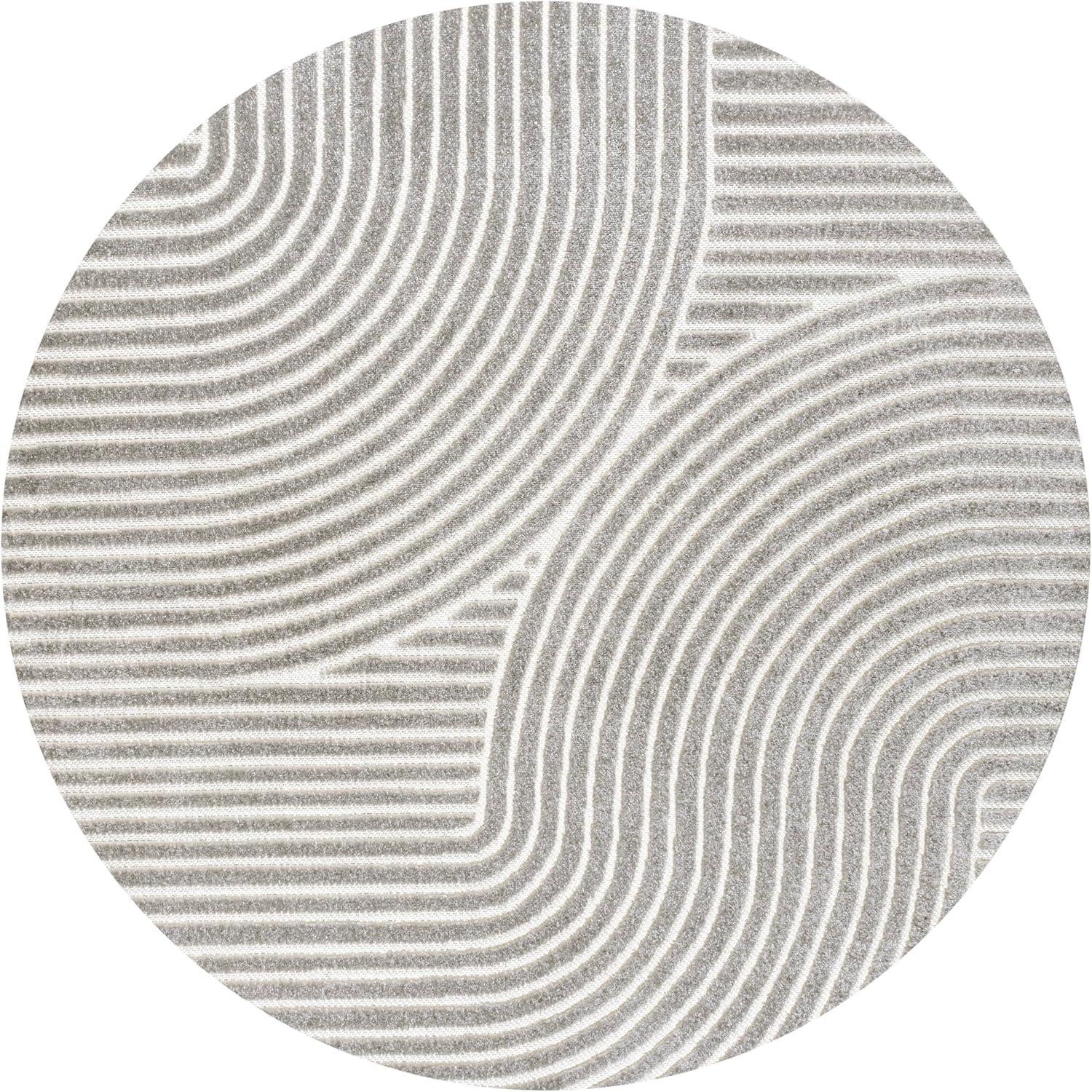 imageJONATHAN Y Hallie HighLow Curve IvoryCream IndoorOutdoor Area Rug 8x10 Minimalist Pet Friendly NonShedding Stain Resistant HoseWashable for Backyard Patio Porch SCN100B8GrayIvory