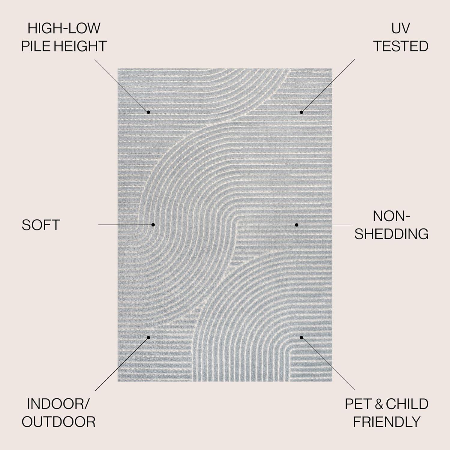 imageJONATHAN Y Hallie HighLow Curve IvoryCream IndoorOutdoor Area Rug 8x10 Minimalist Pet Friendly NonShedding Stain Resistant HoseWashable for Backyard Patio Porch SCN100B8Light BlueCream