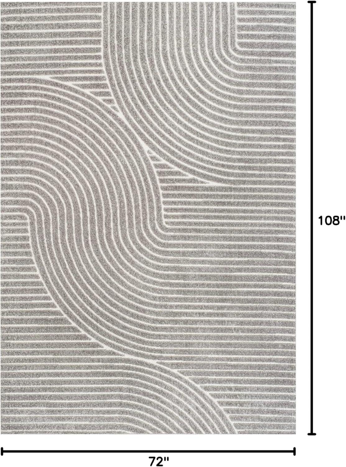 imageJONATHAN Y Hallie HighLow Curve IvoryCream IndoorOutdoor Area Rug 8x10 Minimalist Pet Friendly NonShedding Stain Resistant HoseWashable for Backyard Patio Porch SCN100B8GrayIvory