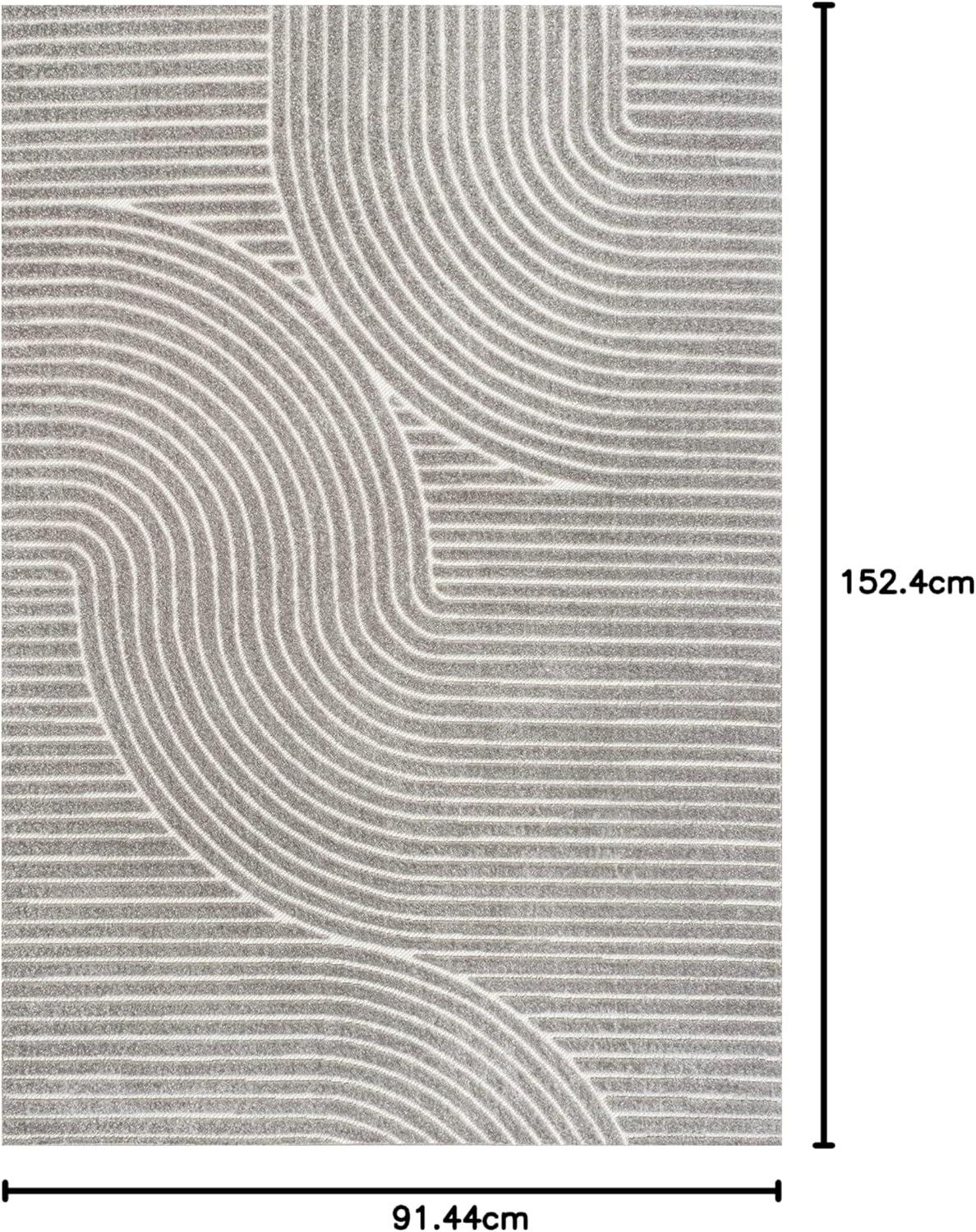 imageJONATHAN Y Hallie HighLow Curve IvoryCream IndoorOutdoor Area Rug 8x10 Minimalist Pet Friendly NonShedding Stain Resistant HoseWashable for Backyard Patio Porch SCN100B8GrayIvory