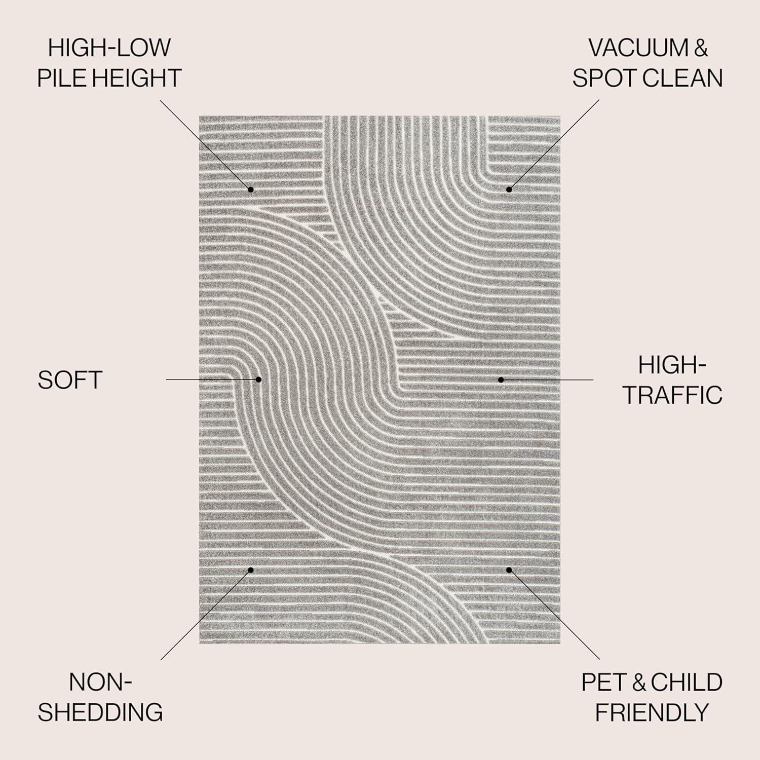 imageJONATHAN Y Hallie HighLow Curve IvoryCream IndoorOutdoor Area Rug 8x10 Minimalist Pet Friendly NonShedding Stain Resistant HoseWashable for Backyard Patio Porch SCN100B8GrayIvory