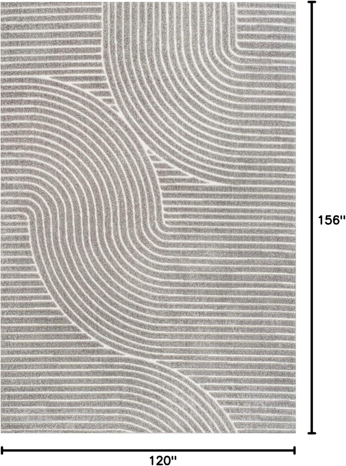 imageJONATHAN Y Hallie HighLow Curve IvoryCream IndoorOutdoor Area Rug 8x10 Minimalist Pet Friendly NonShedding Stain Resistant HoseWashable for Backyard Patio Porch SCN100B8GrayIvory