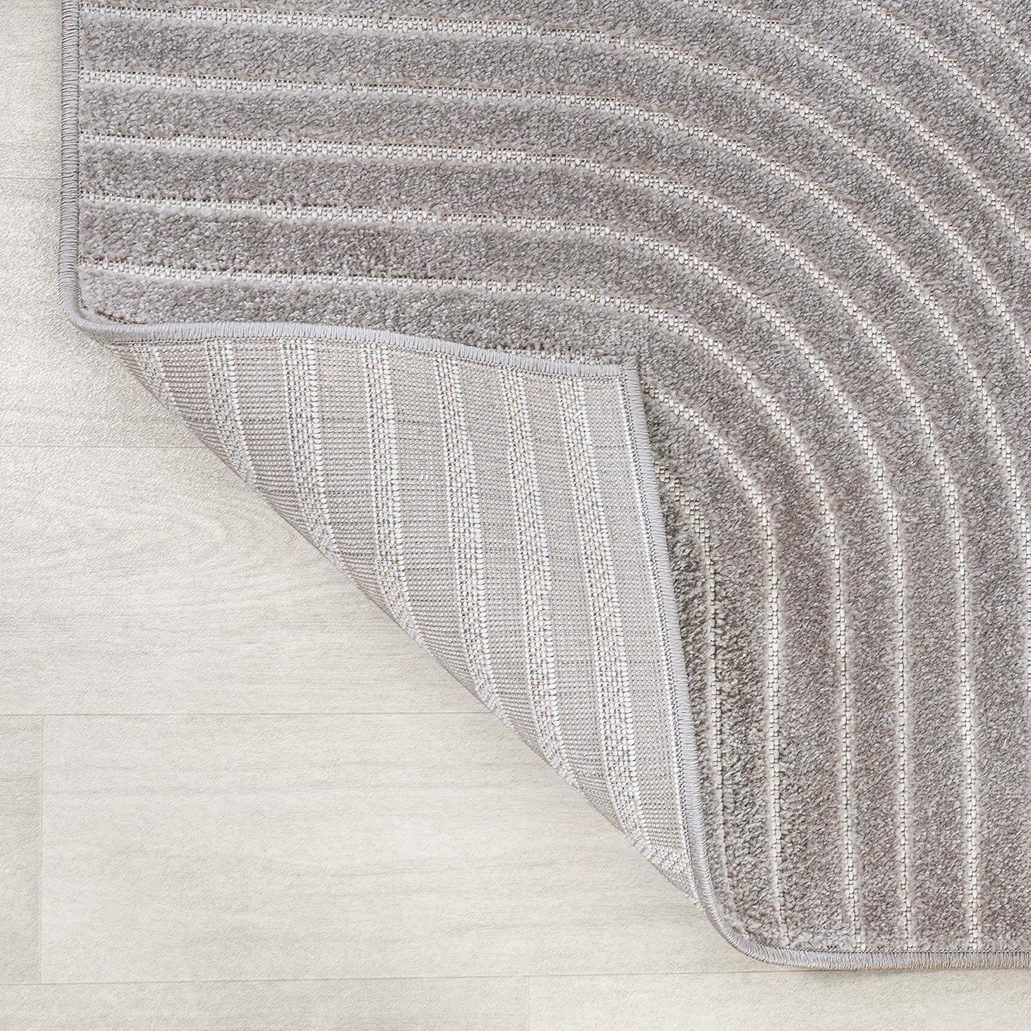 imageJONATHAN Y Hallie HighLow Curve IvoryCream IndoorOutdoor Area Rug 8x10 Minimalist Pet Friendly NonShedding Stain Resistant HoseWashable for Backyard Patio Porch SCN100B8GrayIvory