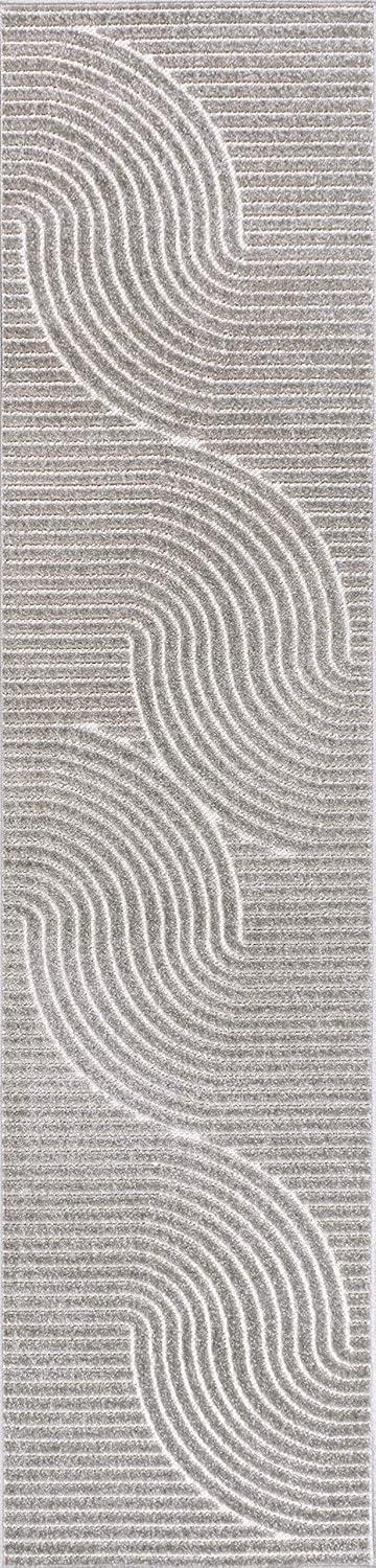 imageJONATHAN Y Hallie HighLow Curve IvoryCream IndoorOutdoor Area Rug 8x10 Minimalist Pet Friendly NonShedding Stain Resistant HoseWashable for Backyard Patio Porch SCN100B8GrayIvory