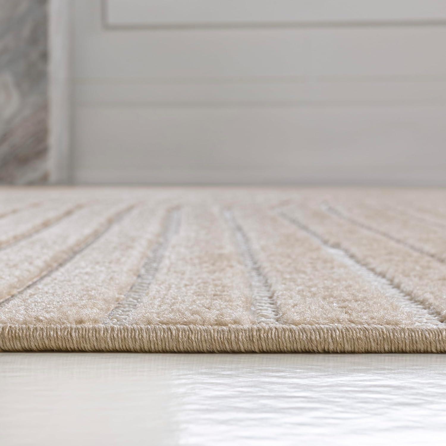 imageJONATHAN Y Hallie HighLow Curve IvoryCream IndoorOutdoor Area Rug 8x10 Minimalist Pet Friendly NonShedding Stain Resistant HoseWashable for Backyard Patio Porch SCN100B8BeigeCream