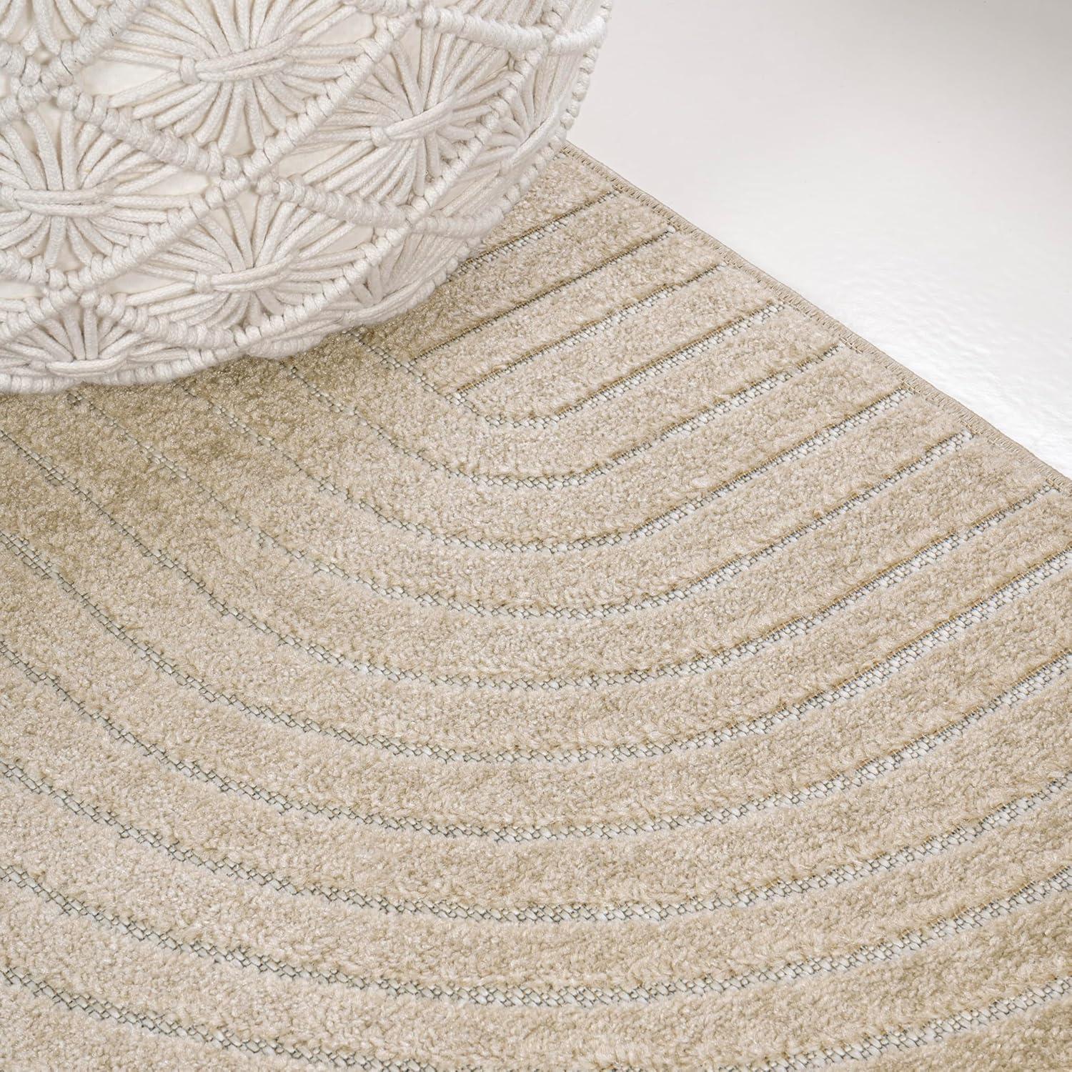 imageJONATHAN Y Hallie HighLow Curve IvoryCream IndoorOutdoor Area Rug 8x10 Minimalist Pet Friendly NonShedding Stain Resistant HoseWashable for Backyard Patio Porch SCN100B8BeigeCream