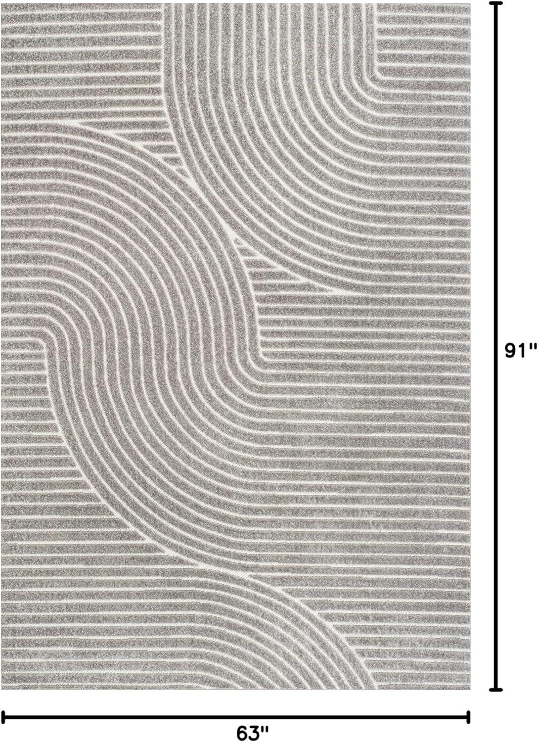 imageJONATHAN Y Hallie HighLow Curve IvoryCream IndoorOutdoor Area Rug 8x10 Minimalist Pet Friendly NonShedding Stain Resistant HoseWashable for Backyard Patio Porch SCN100B8GrayIvory