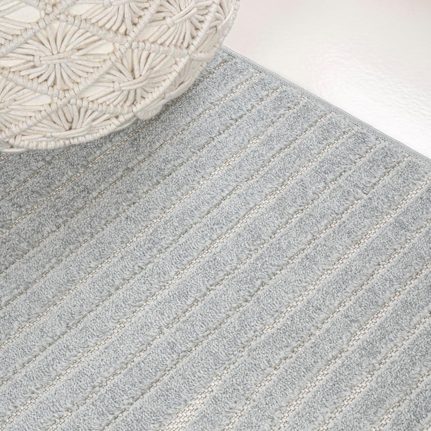 imageJONATHAN Y Hallie HighLow Curve IvoryCream IndoorOutdoor Area Rug 8x10 Minimalist Pet Friendly NonShedding Stain Resistant HoseWashable for Backyard Patio Porch SCN100B8Light BlueCream