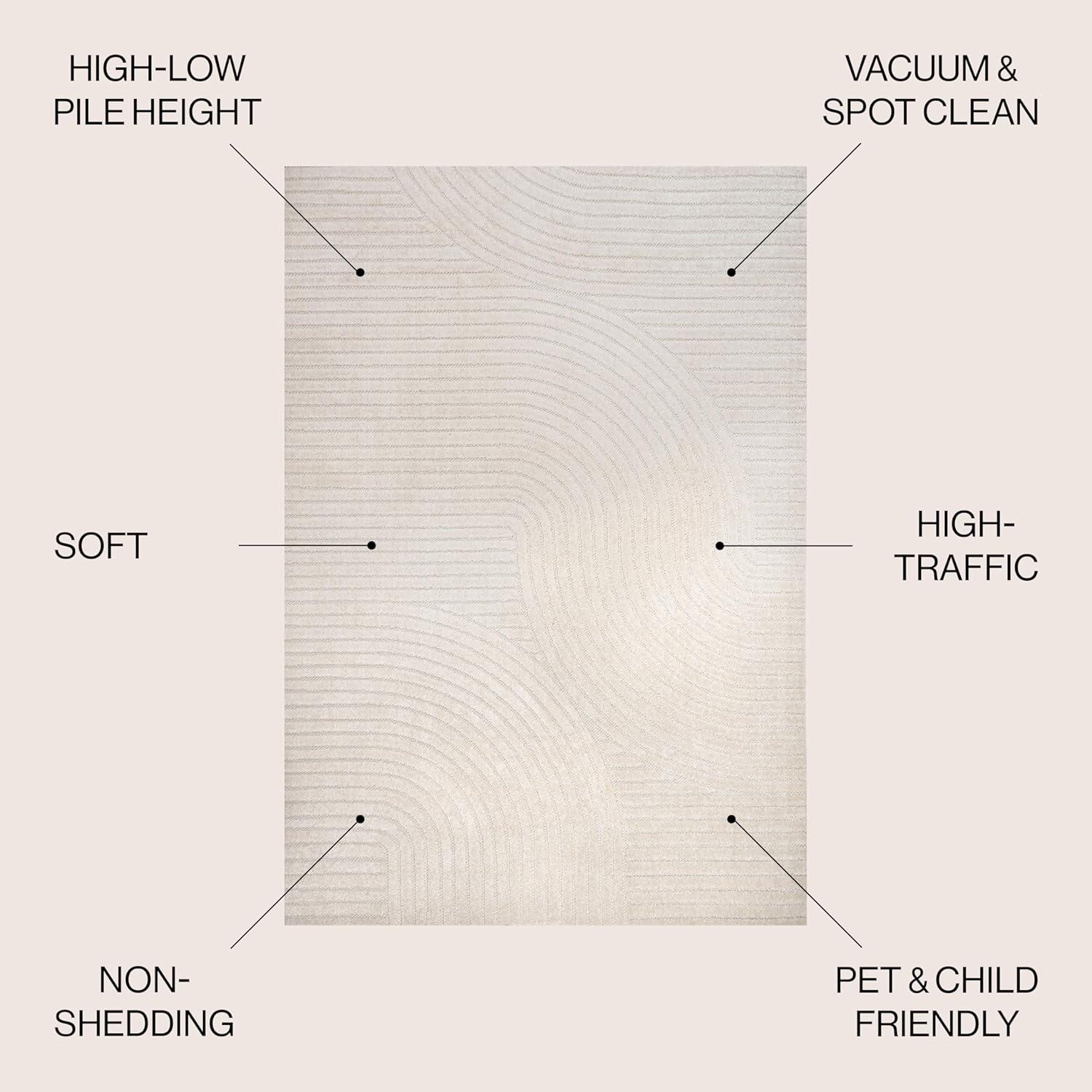 imageJONATHAN Y Hallie HighLow Curve IvoryCream IndoorOutdoor Area Rug 8x10 Minimalist Pet Friendly NonShedding Stain Resistant HoseWashable for Backyard Patio Porch SCN100B8IvoryCream