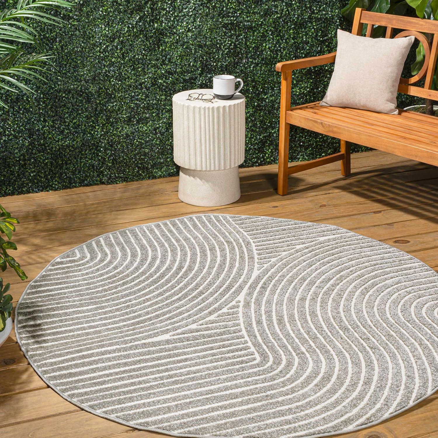 imageJONATHAN Y Hallie HighLow Curve IvoryCream IndoorOutdoor Area Rug 8x10 Minimalist Pet Friendly NonShedding Stain Resistant HoseWashable for Backyard Patio Porch SCN100B8GrayIvory