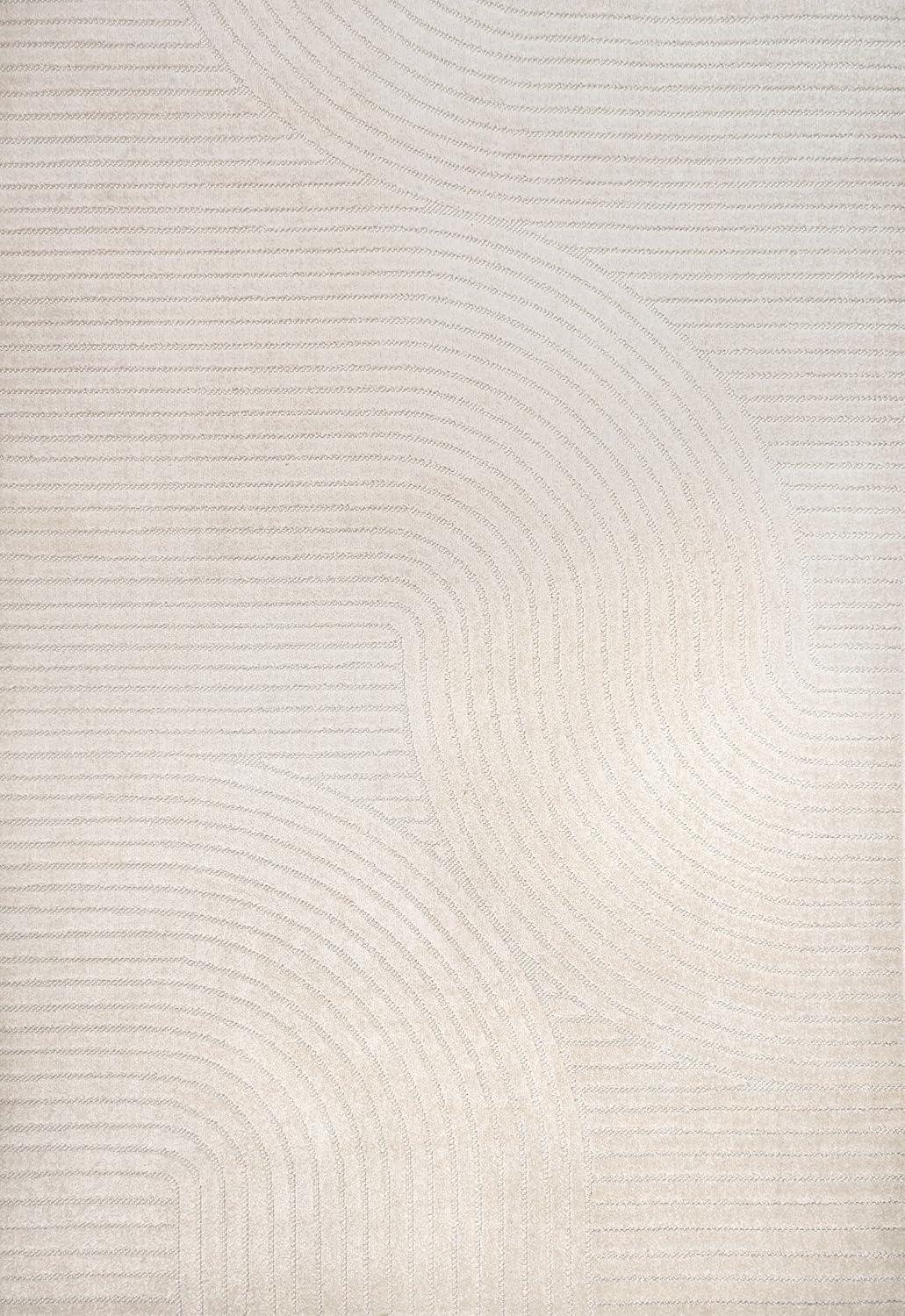 imageJONATHAN Y Hallie HighLow Curve IvoryCream IndoorOutdoor Area Rug 8x10 Minimalist Pet Friendly NonShedding Stain Resistant HoseWashable for Backyard Patio Porch SCN100B8IvoryCream