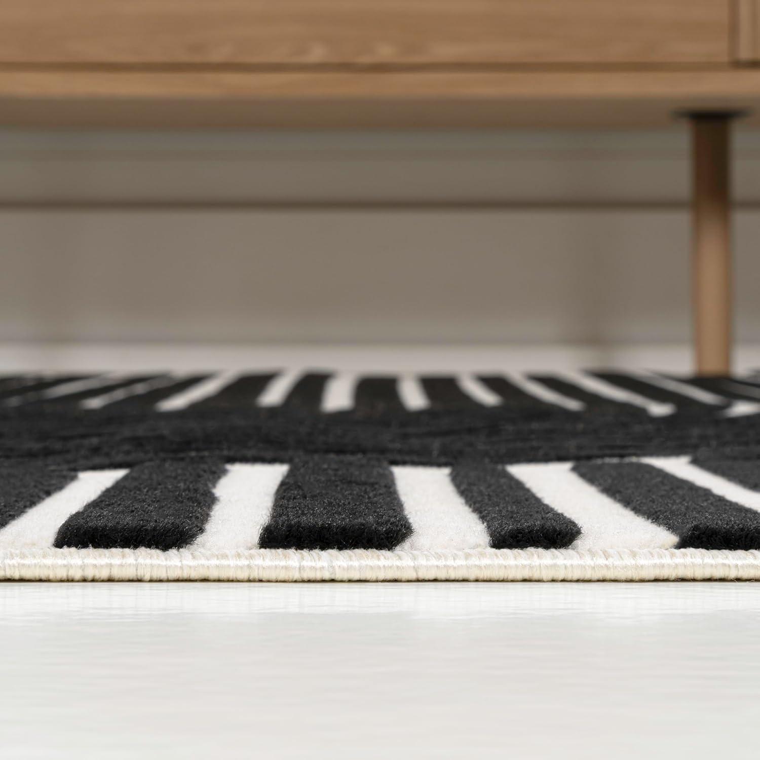 imageJONATHAN Y Hallie HighLow Curve IvoryCream IndoorOutdoor Area Rug 8x10 Minimalist Pet Friendly NonShedding Stain Resistant HoseWashable for Backyard Patio Porch SCN100B8BlackWhite