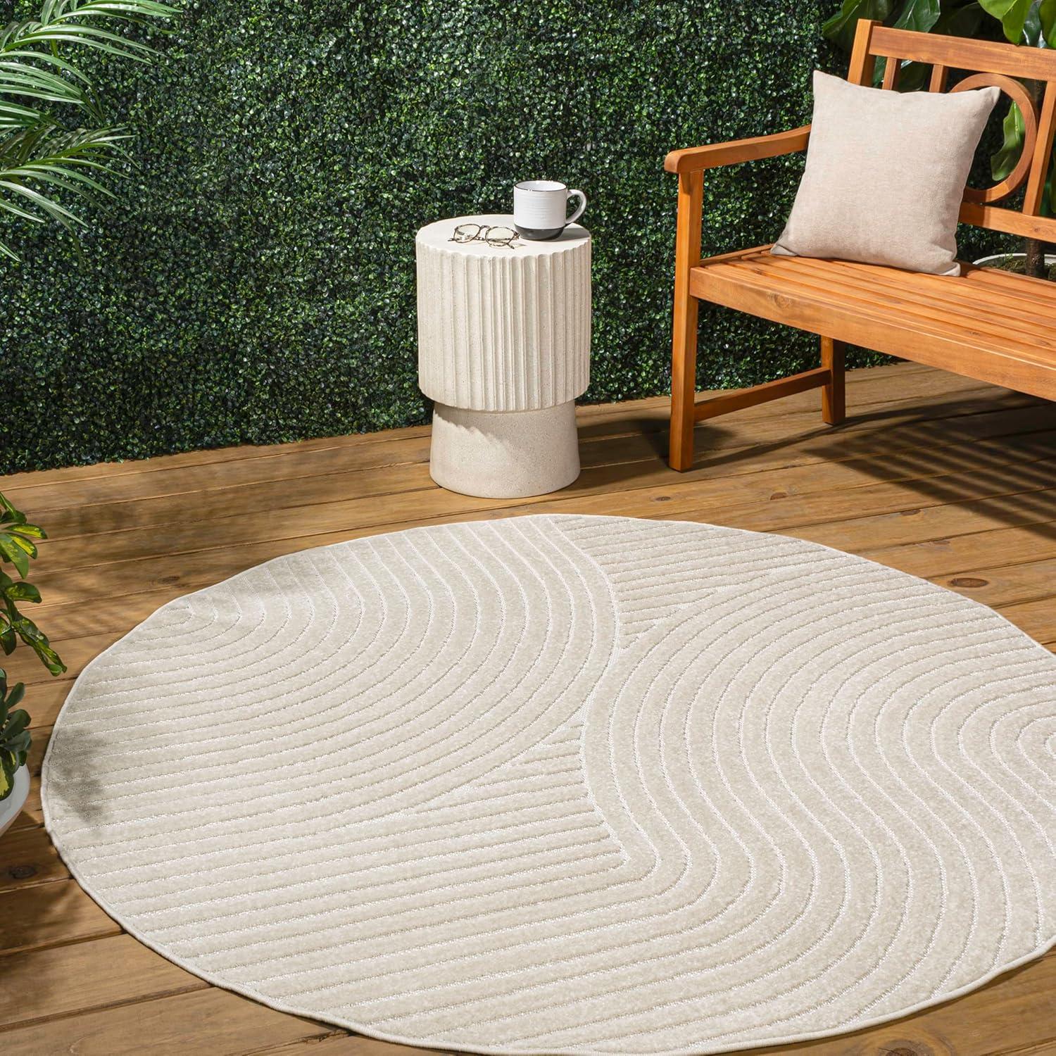 imageJONATHAN Y Hallie HighLow Curve IvoryCream IndoorOutdoor Area Rug 8x10 Minimalist Pet Friendly NonShedding Stain Resistant HoseWashable for Backyard Patio Porch SCN100B8IvoryCream