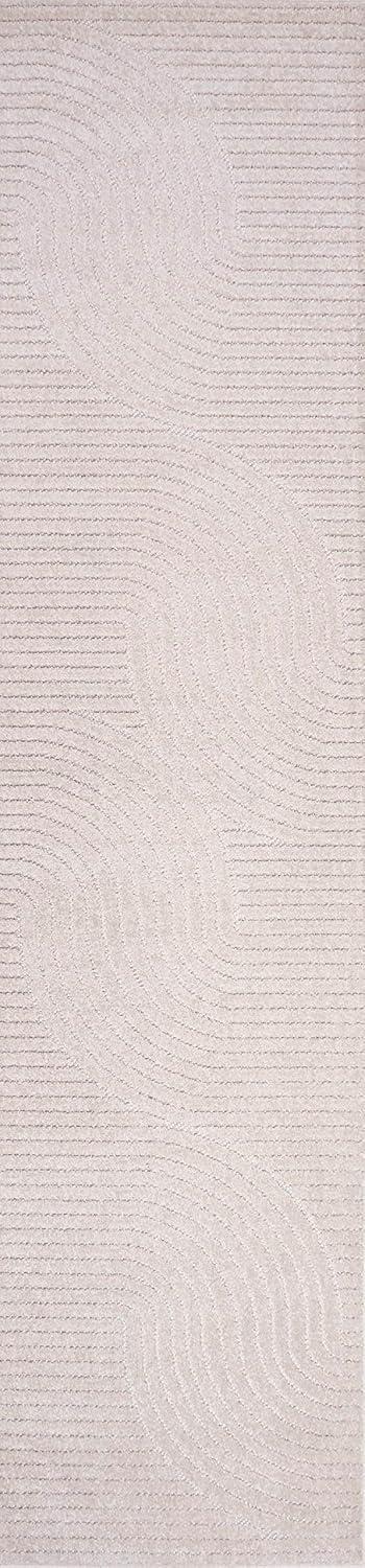 imageJONATHAN Y Hallie HighLow Curve IvoryCream IndoorOutdoor Area Rug 8x10 Minimalist Pet Friendly NonShedding Stain Resistant HoseWashable for Backyard Patio Porch SCN100B8IvoryCream