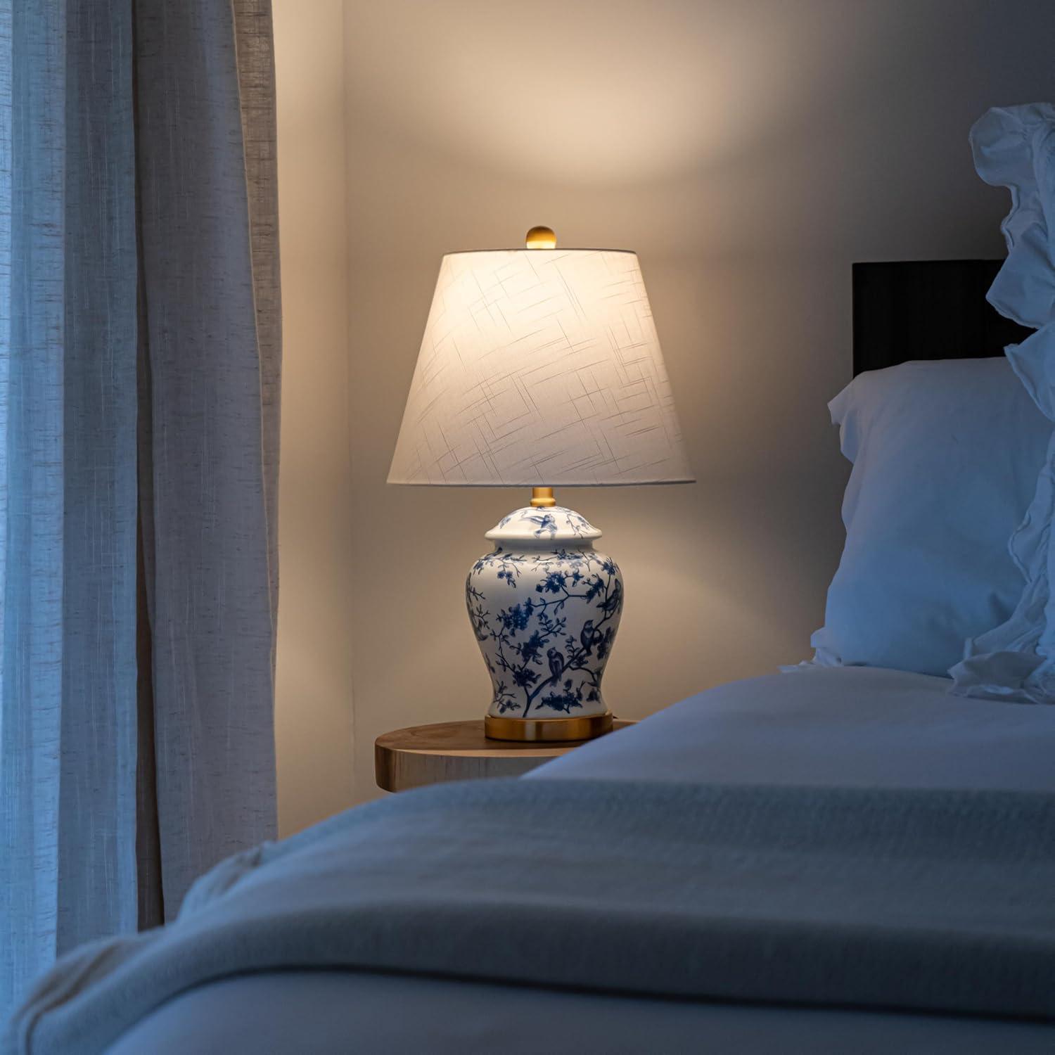 imageJONATHAN Y JYL3005A Penelope 22quot Chinoiserie LED Table Classic Cottage Bedside Desk Nightstand Lamp for Bedroom Living Room Office College Bookcase LED Bulb Included BlueWhiteBlueWhite