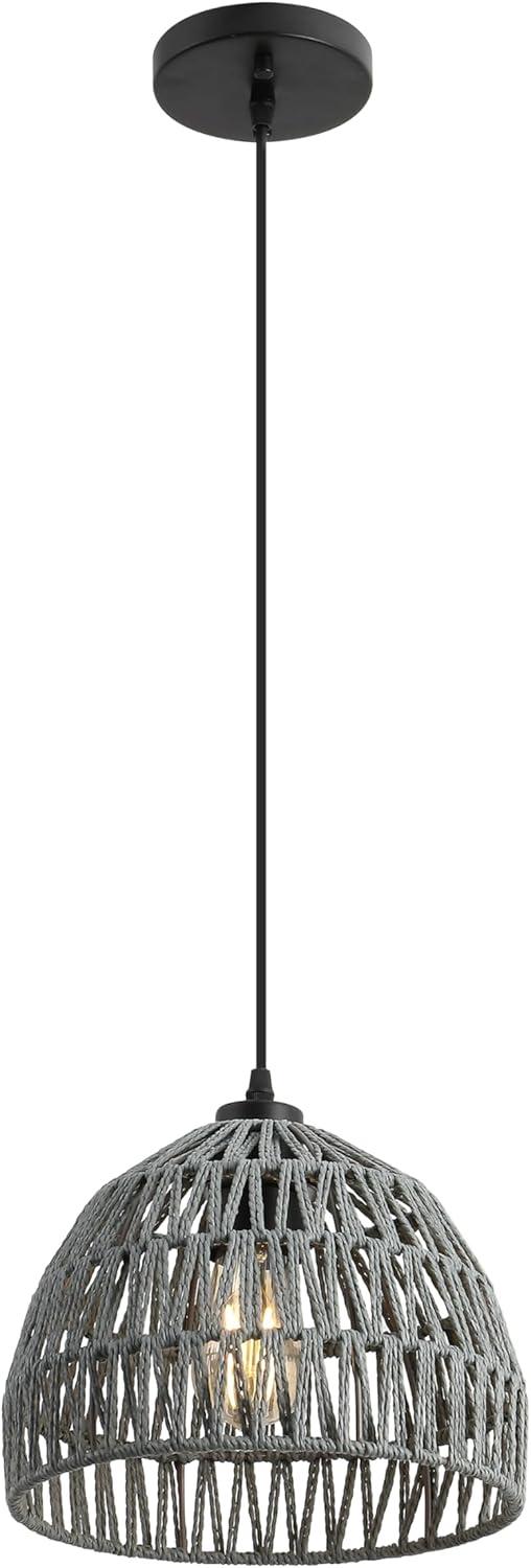imageJONATHAN Y JYL6504A Campana 20quot 1Light Bohemian Modern Woven RattanIron LED Pendant Farmhouse Coastal Adjustable Dining Room Living Room Kitchen Island Foyer Bedroom Hallway CreamGray