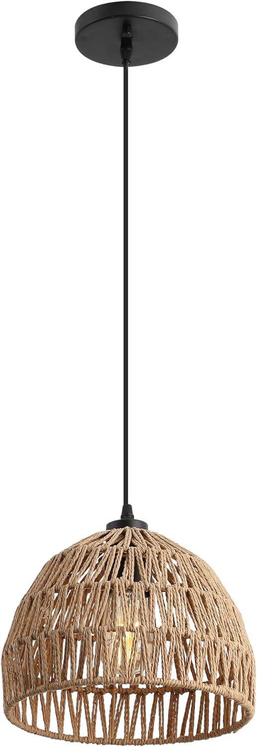 imageJONATHAN Y JYL6504A Campana 20quot 1Light Bohemian Modern Woven RattanIron LED Pendant Farmhouse Coastal Adjustable Dining Room Living Room Kitchen Island Foyer Bedroom Hallway CreamBrownBlack