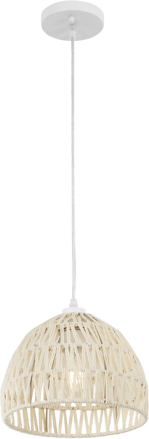 imageJONATHAN Y JYL6504A Campana 20quot 1Light Bohemian Modern Woven RattanIron LED Pendant Farmhouse Coastal Adjustable Dining Room Living Room Kitchen Island Foyer Bedroom Hallway CreamCream