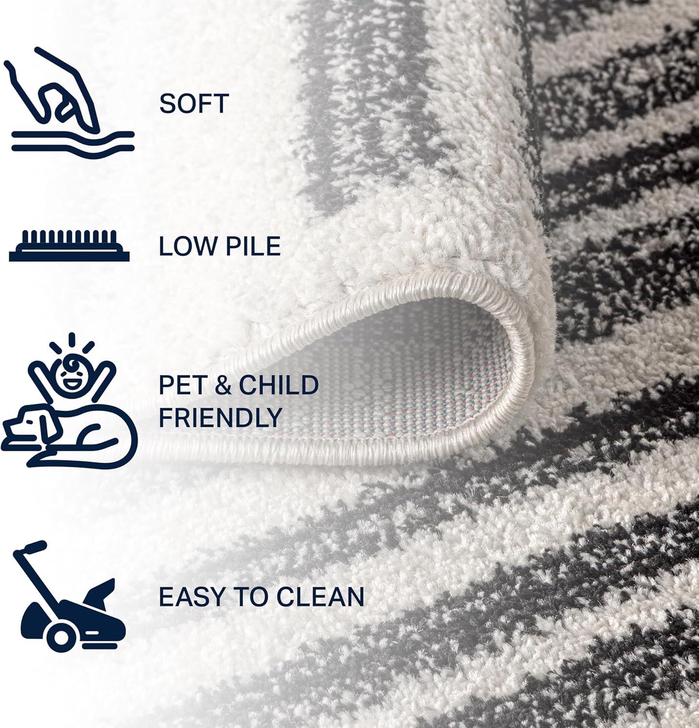 imageJONATHAN Y Khalil Modern Berber Stripe CreamBlack Indoor Area Rug 8x10 Contemporary Bohemian EasyCleaning for Living Room Bedroom Kitchen Pet Friendly NonShedding MOH207A8CreamBlack