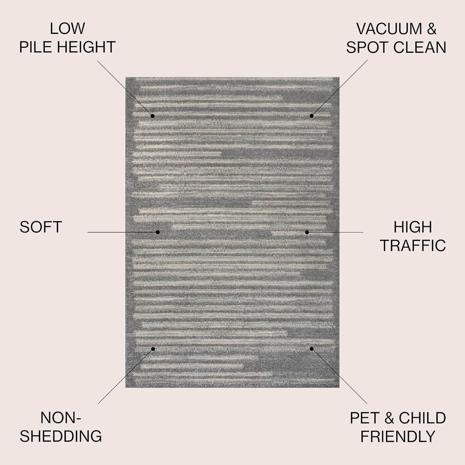 imageJONATHAN Y Khalil Modern Berber Stripe CreamBlack Indoor Area Rug 8x10 Contemporary Bohemian EasyCleaning for Living Room Bedroom Kitchen Pet Friendly NonShedding MOH207A8GrayCream