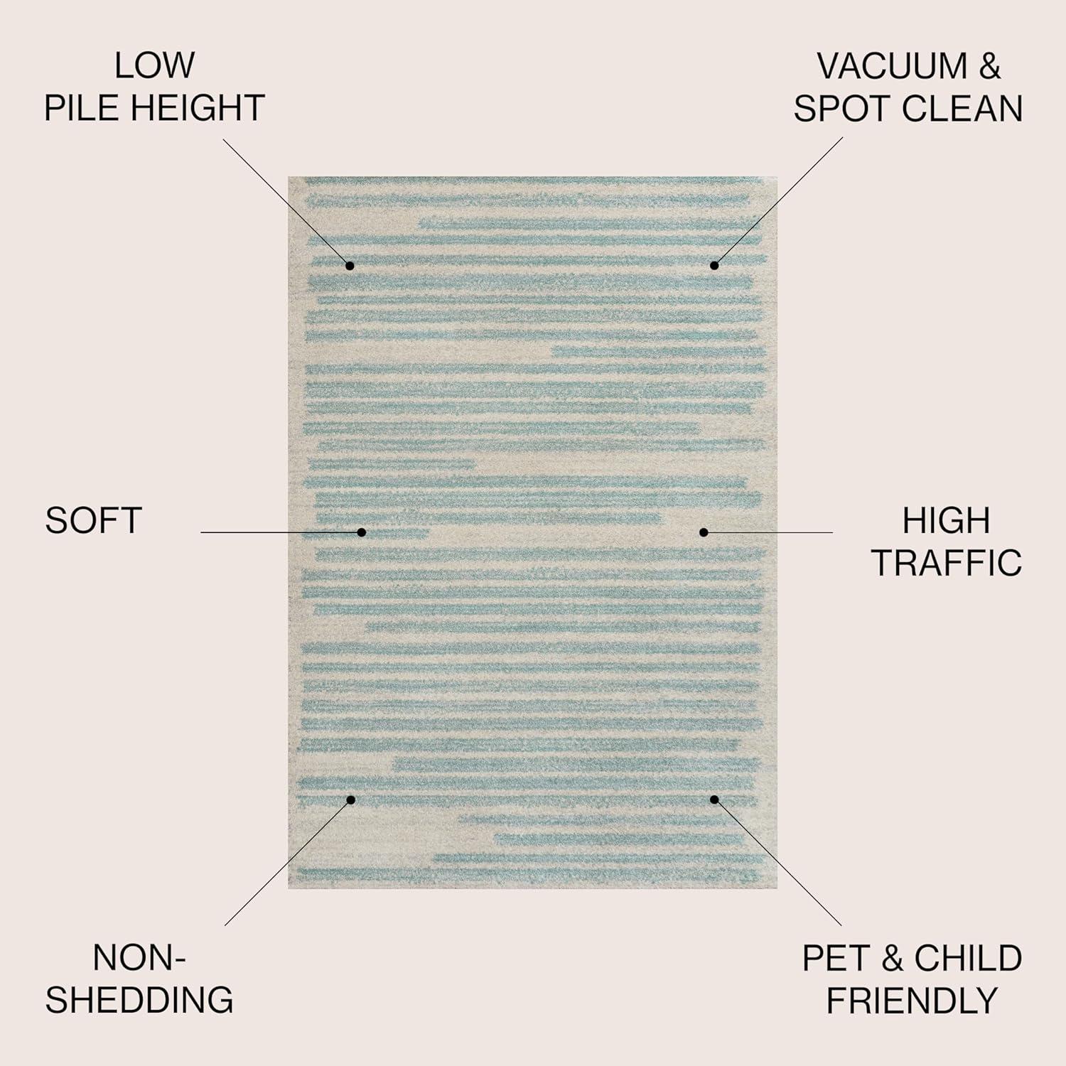 imageJONATHAN Y Khalil Modern Berber Stripe CreamBlack Indoor Area Rug 8x10 Contemporary Bohemian EasyCleaning for Living Room Bedroom Kitchen Pet Friendly NonShedding MOH207A8CreamTurquoise