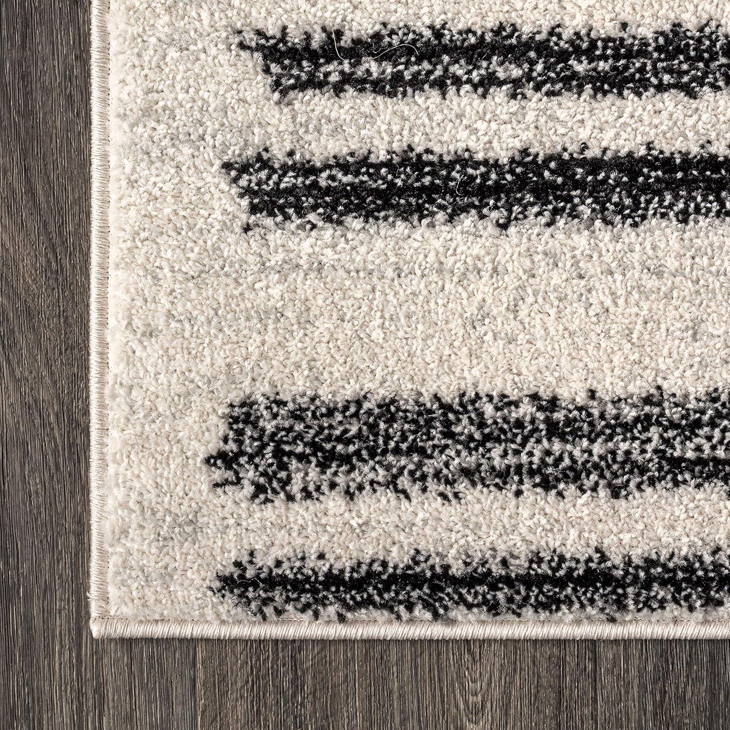 imageJONATHAN Y Khalil Modern Berber Stripe CreamBlack Indoor Area Rug 8x10 Contemporary Bohemian EasyCleaning for Living Room Bedroom Kitchen Pet Friendly NonShedding MOH207A8CreamBlack