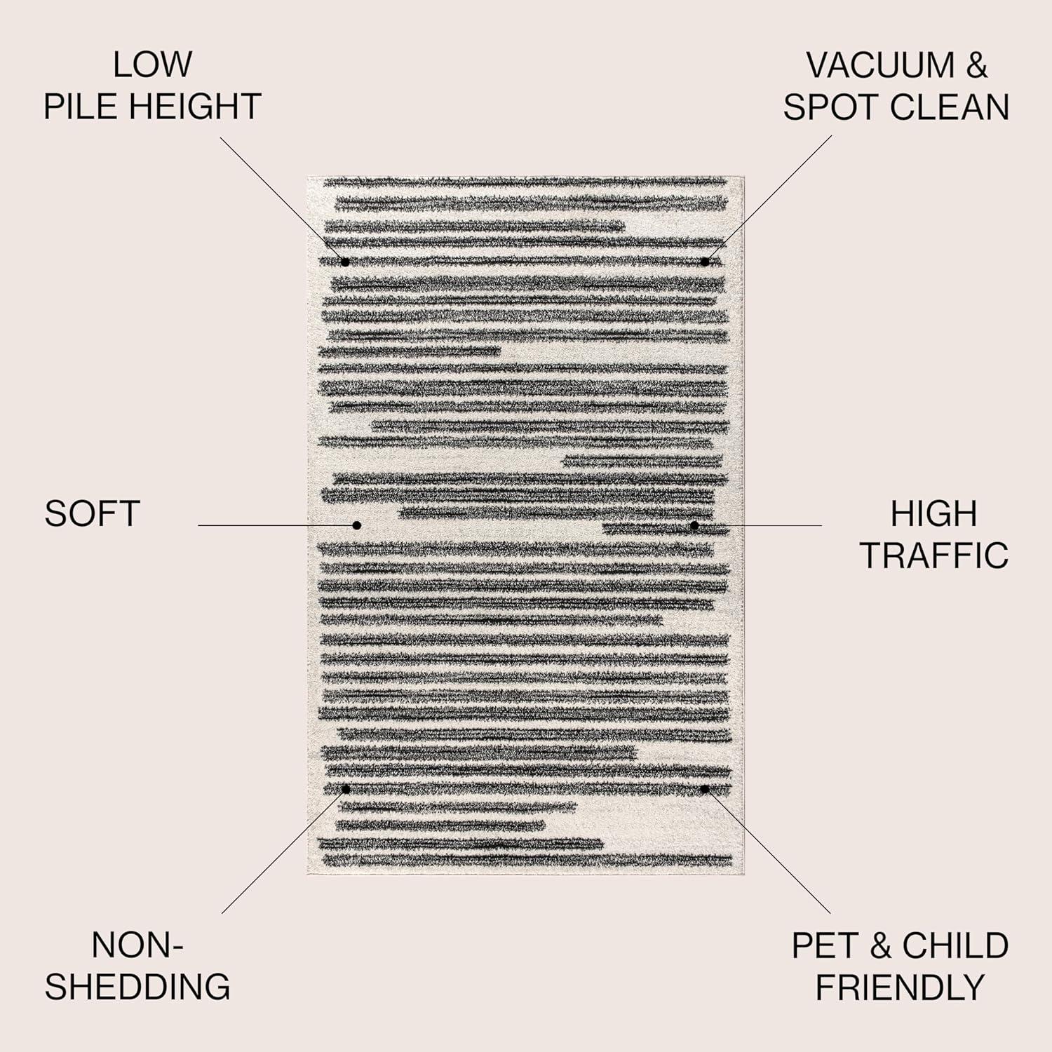 imageJONATHAN Y Khalil Modern Berber Stripe CreamBlack Indoor Area Rug 8x10 Contemporary Bohemian EasyCleaning for Living Room Bedroom Kitchen Pet Friendly NonShedding MOH207A8CreamBlack