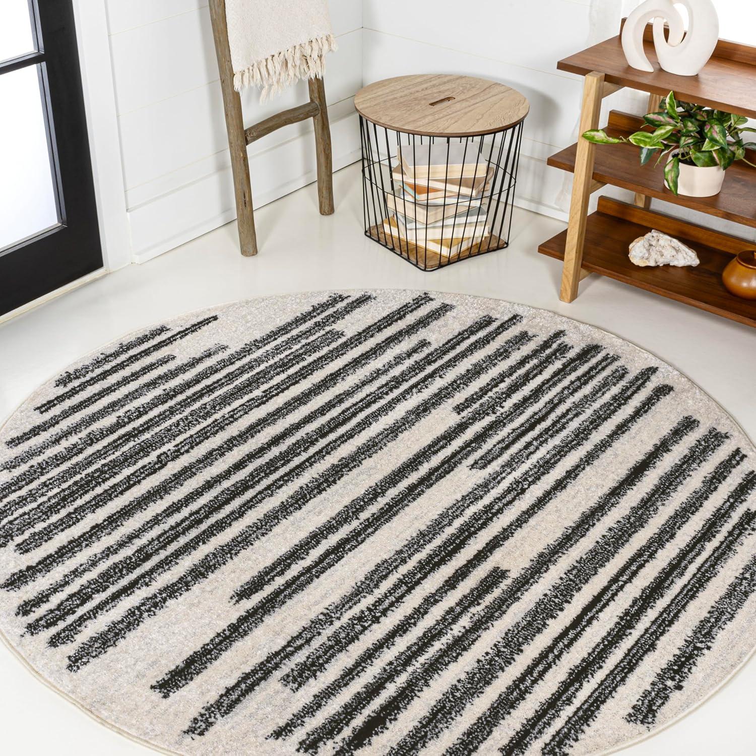imageJONATHAN Y Khalil Modern Berber Stripe CreamBlack Indoor Area Rug 8x10 Contemporary Bohemian EasyCleaning for Living Room Bedroom Kitchen Pet Friendly NonShedding MOH207A8CreamBlack