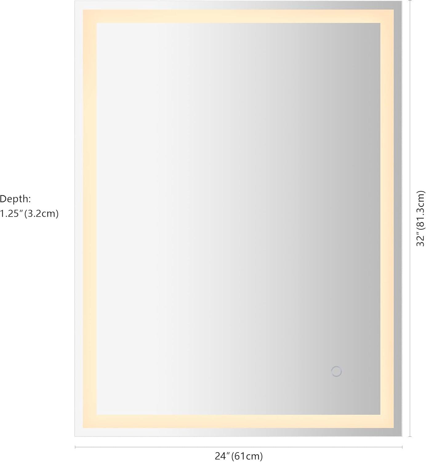 imageJONATHAN Y MIR100A3648 Pax 36 in W x 48 in H Large Rectangular Frameless Antifog FrontBackLit Wall Bathroom Vanity Mirror with Smart Touch32L x 24W