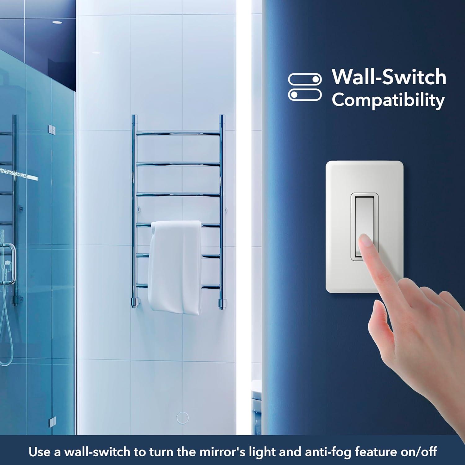 imageJONATHAN Y MIR100A3648 Pax 36 in W x 48 in H Large Rectangular Frameless Antifog FrontBackLit Wall Bathroom Vanity Mirror with Smart Touch36L x 40W