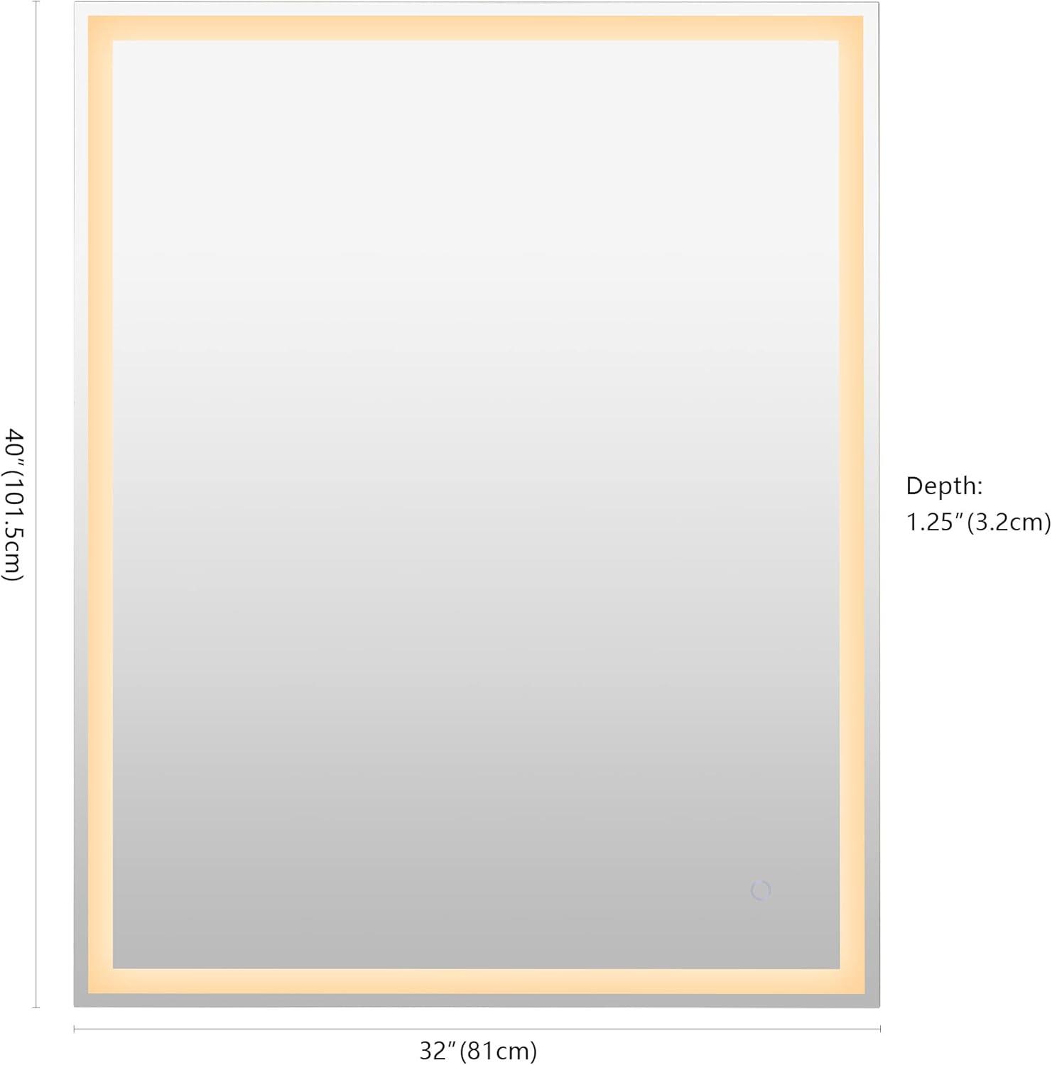 imageJONATHAN Y MIR100A3648 Pax 36 in W x 48 in H Large Rectangular Frameless Antifog FrontBackLit Wall Bathroom Vanity Mirror with Smart Touch40L x 32W