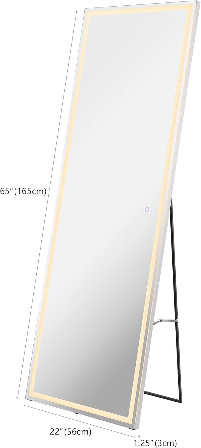 imageJONATHAN Y MIR103A2265 Soraya 22 in W x 65 in H Large Rectangular Frameless Antifog FrontLit TriColor WallFloor Bathroom Vanity Mirror