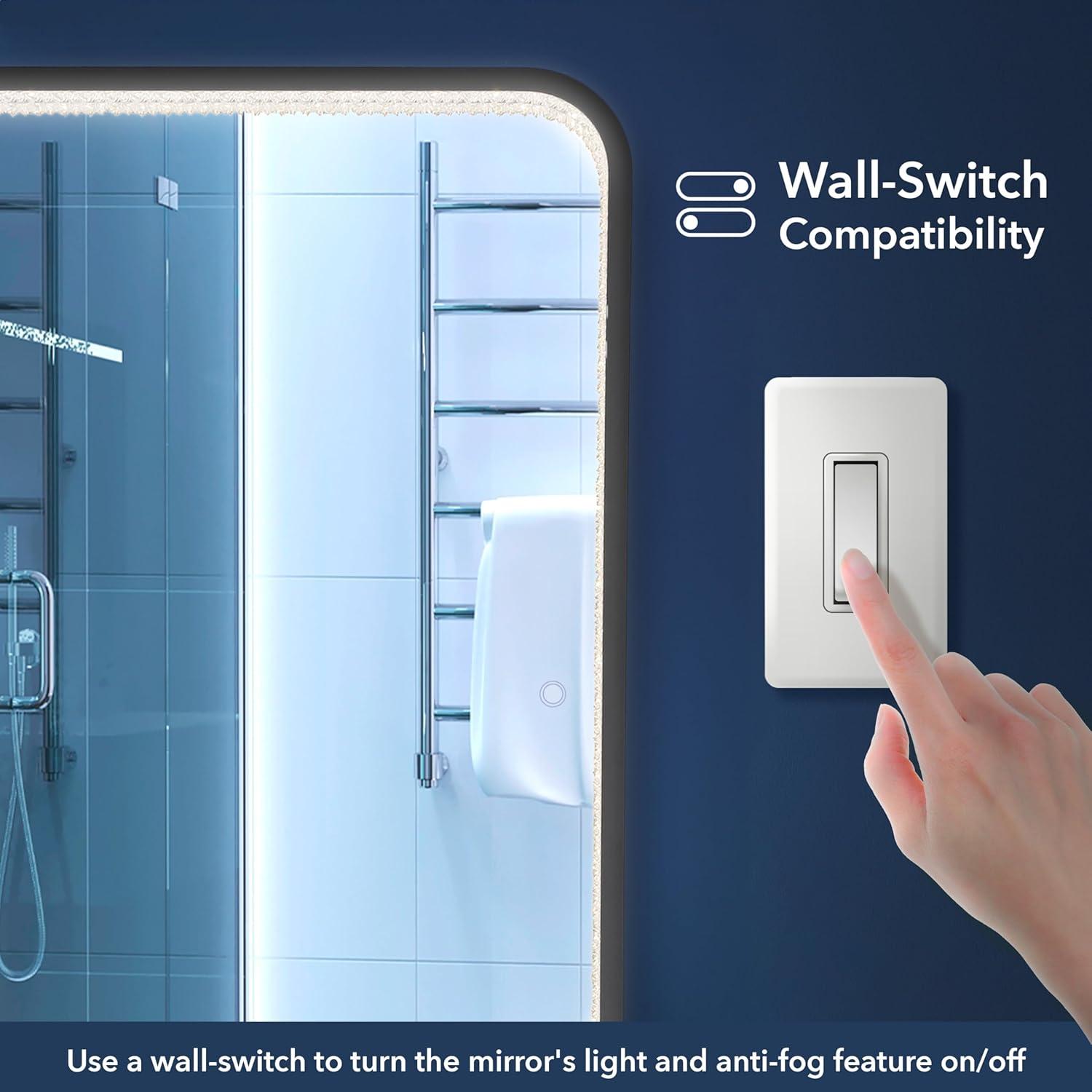 imageJONATHAN Y MIR105B2465 Tatum 24 in W x 65 in H Large Crystal Lining Rectangle Metal Framed Antifog FrontLit TriColor Wall Or Floor FullLength Mirror with Smart Touch Gold PaintingBlack