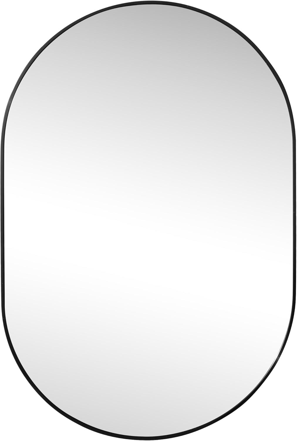 imageJONATHAN Y MIR202C Milly 24 in W x 36 in H Medium Oval Metal Framed Wall Mirror for Bathroom Living Room Bedroom GoldBlack