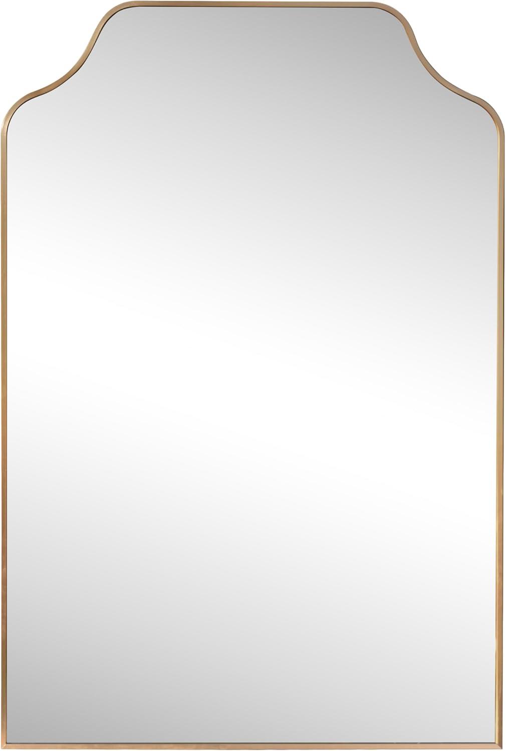 imageJONATHAN Y MIR203A Lindie 24 in W x 36 in H Medium ScallopedTop Metal Framed Wall Mounted Mirror WallHung or Leaning for Bathroom Living Room Bedroom BlackGold