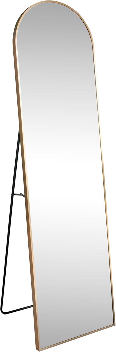 imageJONATHAN Y MIR204B Elodie 24 in W x 36 in H Medium Arched Metal Framed Wall Mounted Mirror WallHung or Leaning for Bathroom Living Room Bedroom NickelGold
