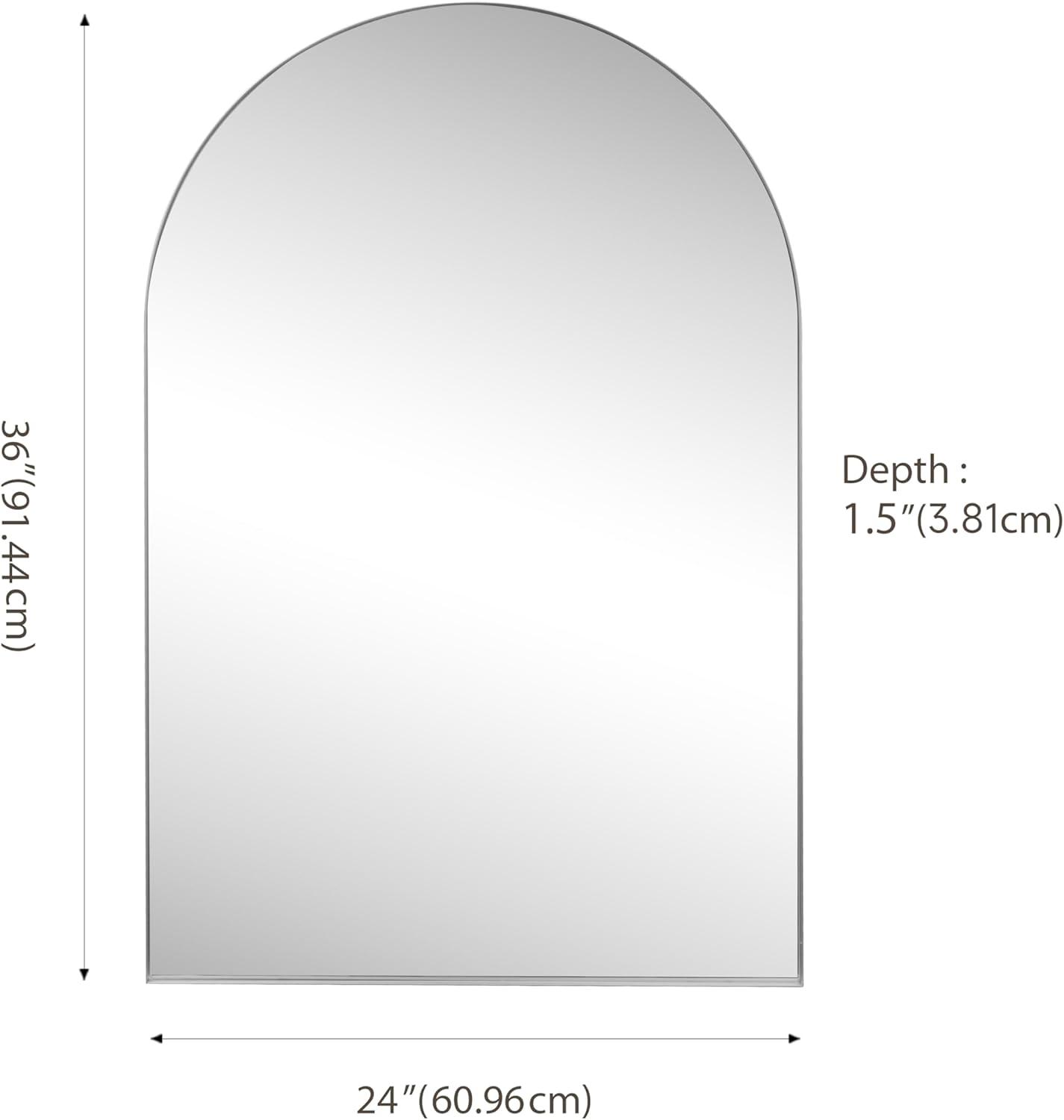 imageJONATHAN Y MIR204B Elodie 24 in W x 36 in H Medium Arched Metal Framed Wall Mounted Mirror WallHung or Leaning for Bathroom Living Room Bedroom NickelNickel