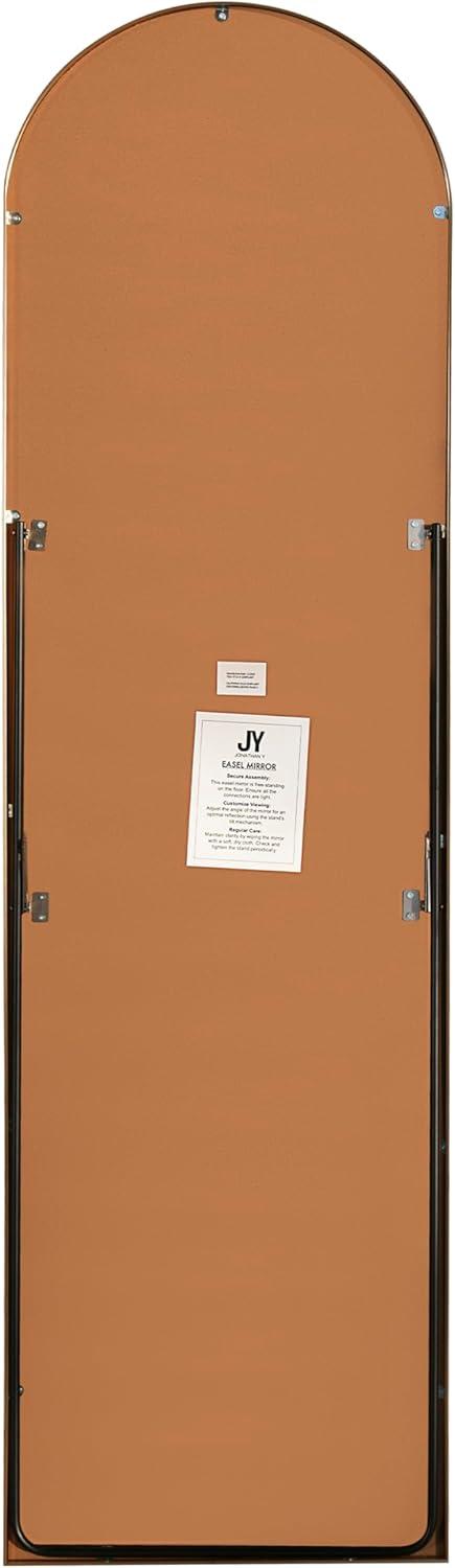 imageJONATHAN Y MIR204B Elodie 24 in W x 36 in H Medium Arched Metal Framed Wall Mounted Mirror WallHung or Leaning for Bathroom Living Room Bedroom NickelGold