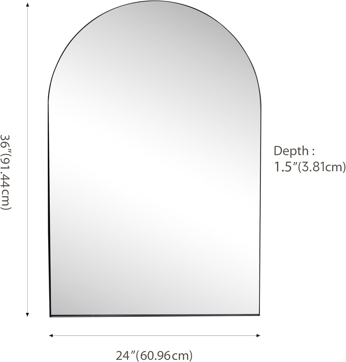 imageJONATHAN Y MIR204B Elodie 24 in W x 36 in H Medium Arched Metal Framed Wall Mounted Mirror WallHung or Leaning for Bathroom Living Room Bedroom NickelBlack