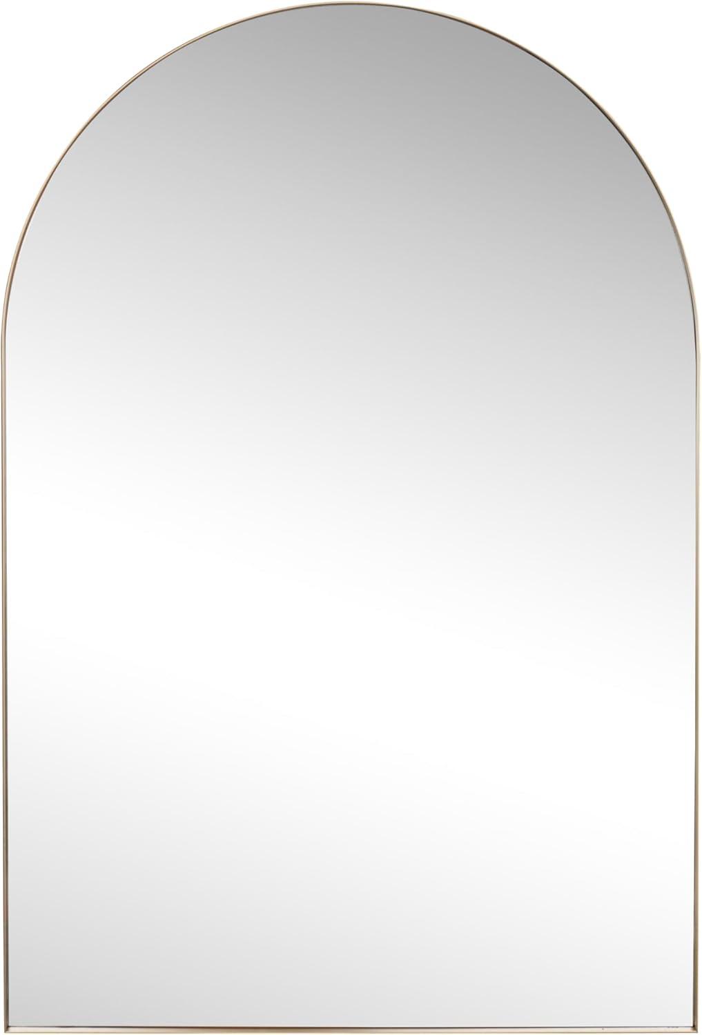 imageJONATHAN Y MIR204B Elodie 24 in W x 36 in H Medium Arched Metal Framed Wall Mounted Mirror WallHung or Leaning for Bathroom Living Room Bedroom NickelGold