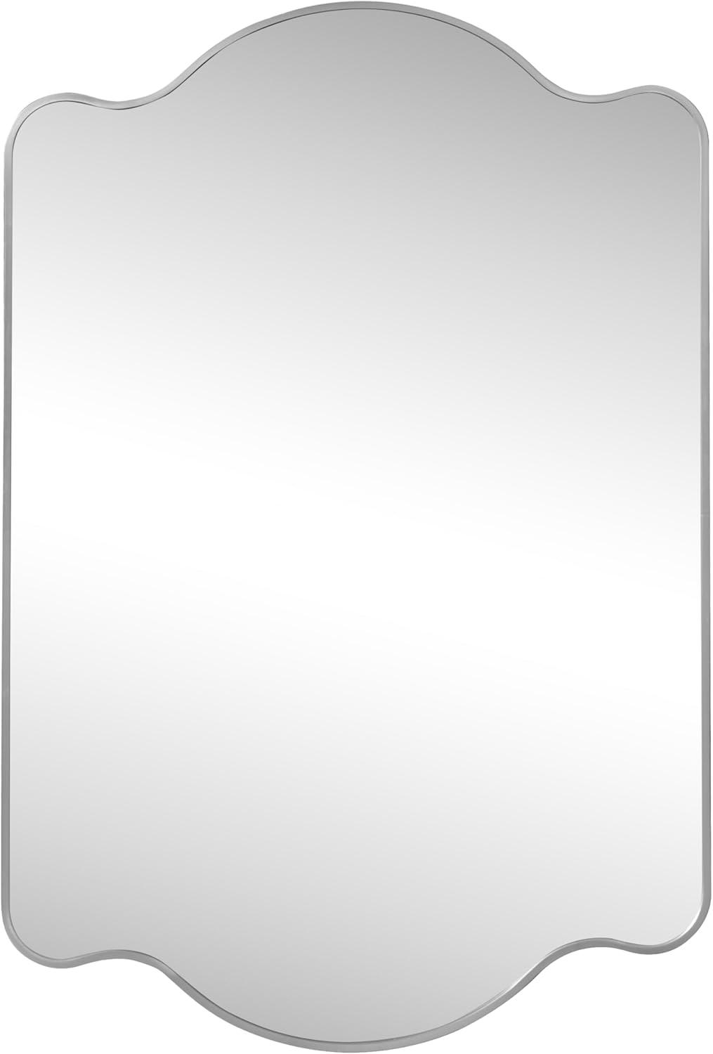 imageJONATHAN Y MIR205B Louisa 24 in W x 36 in H Medium Scalloped Rectangular Metal Framed Wall Mirror for Bathroom Living Room Bedroom NickelNickel