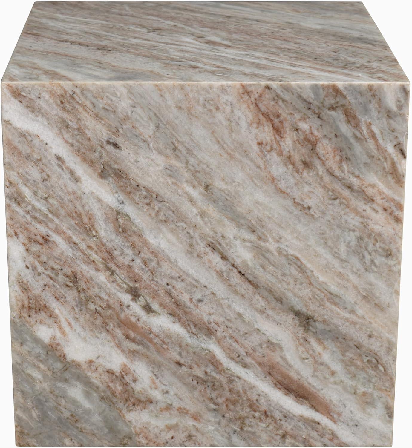 imageJONATHAN Y MTB1101D Felix 15quot Contemporary Natural Marble Handmade Cube End Table Side Table for Living Room Bedroom Bathroom TravertineGrayBeige