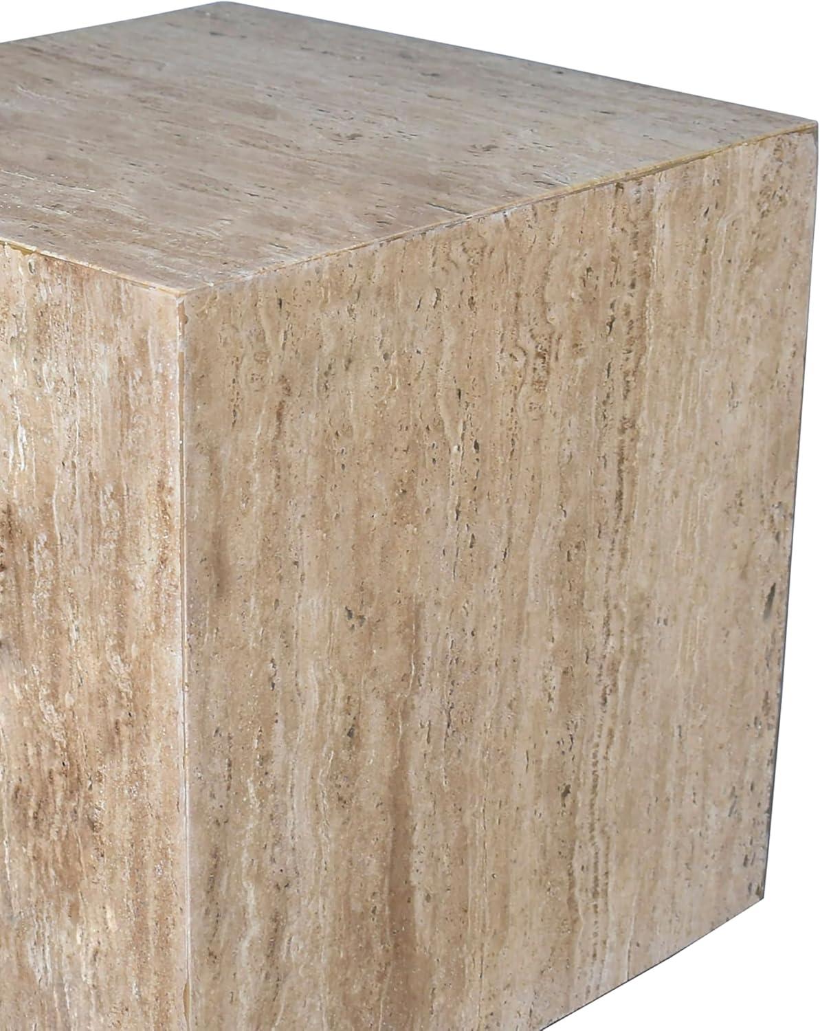 imageJONATHAN Y MTB1101D Felix 15quot Contemporary Natural Marble Handmade Cube End Table Side Table for Living Room Bedroom Bathroom TravertineTravertine
