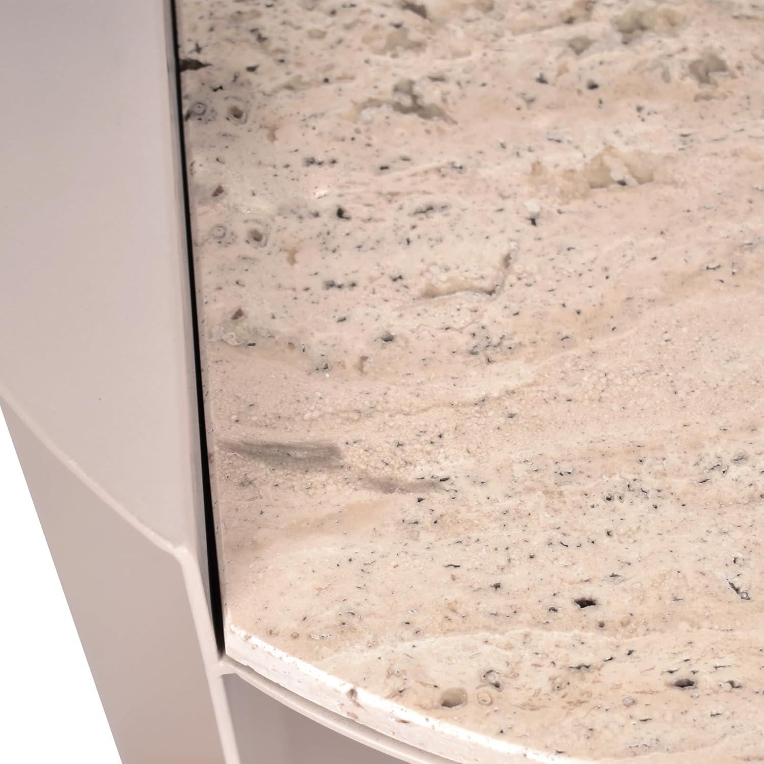 imageJONATHAN Y MTB1102A Evelyn 20quot Contemporary Natural MarbleMetal Handmade CShaped End Table for Living Room Bedroom Bathroom BeigePink Beige