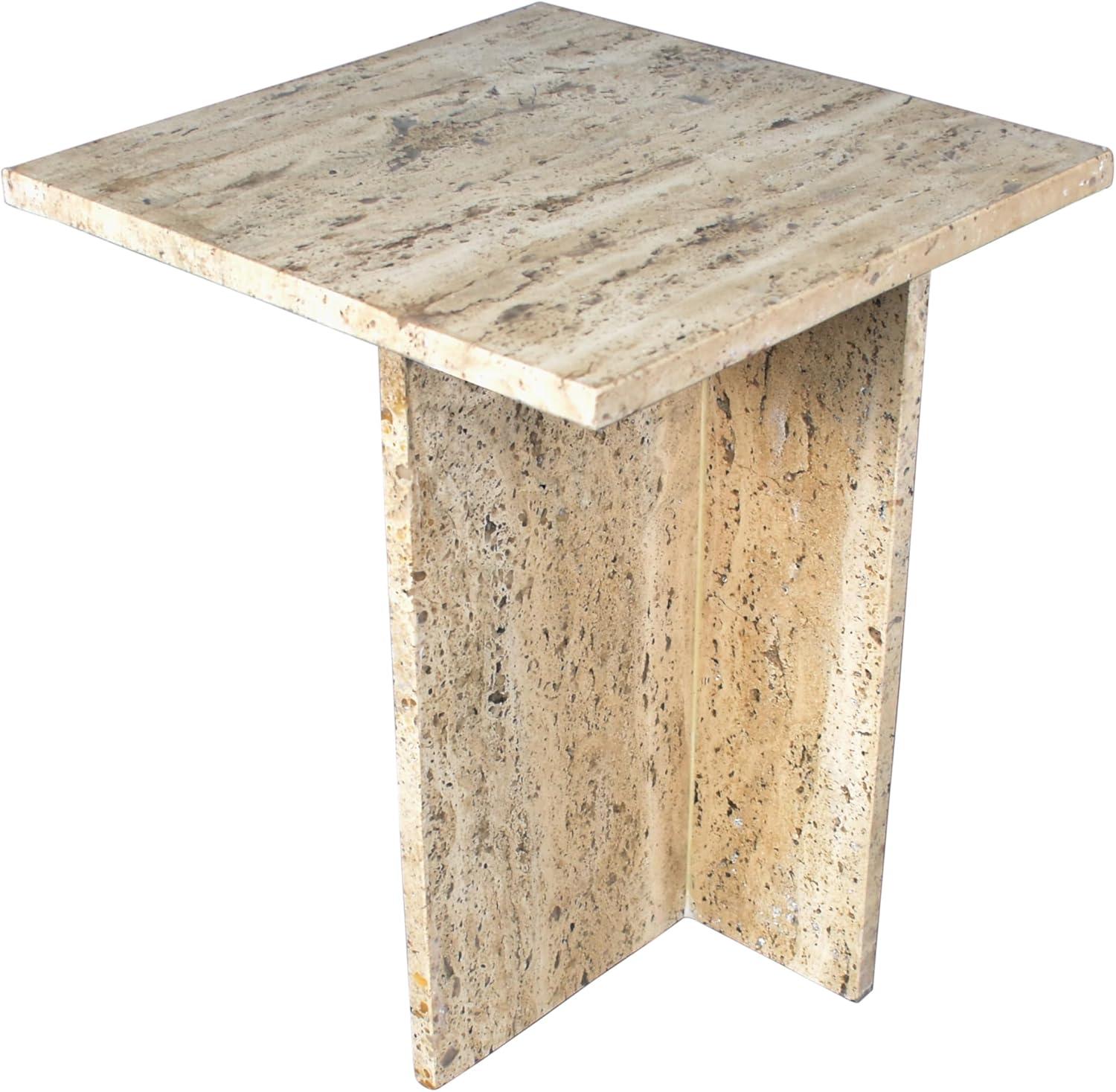 imageJONATHAN Y MTB1104B Cecil 185quot Contemporary Natural Marble Handmade TShaped End Table Side Table for Living Room Bedroom Bathroom TravertineTravertine
