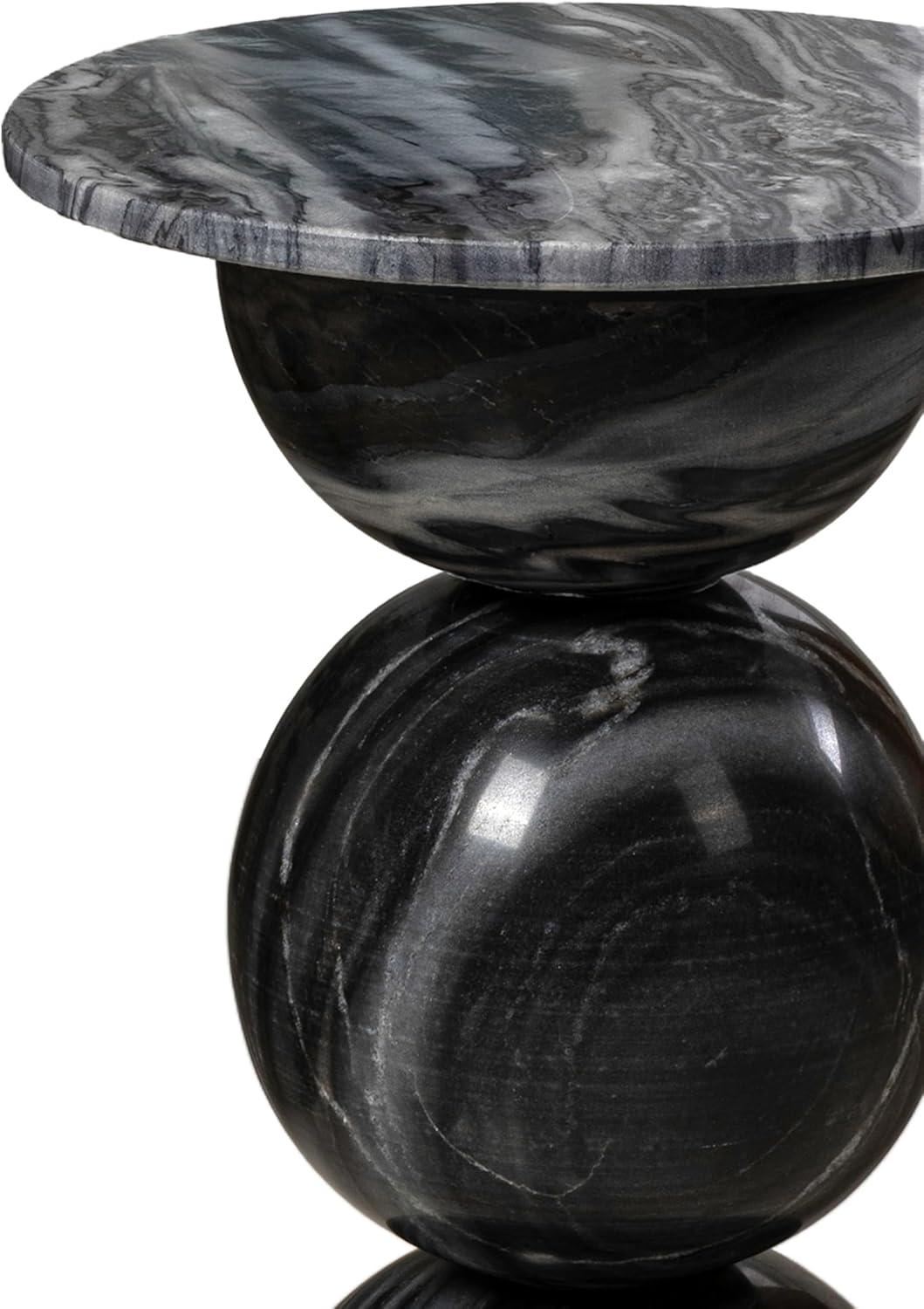 imageJONATHAN Y MTB1108A Aura 19quot Modern Natural Marble Handmade Stacked Round Pedestal End Table for Living Room Bedroom Bathroom Dark GrayLight Gray