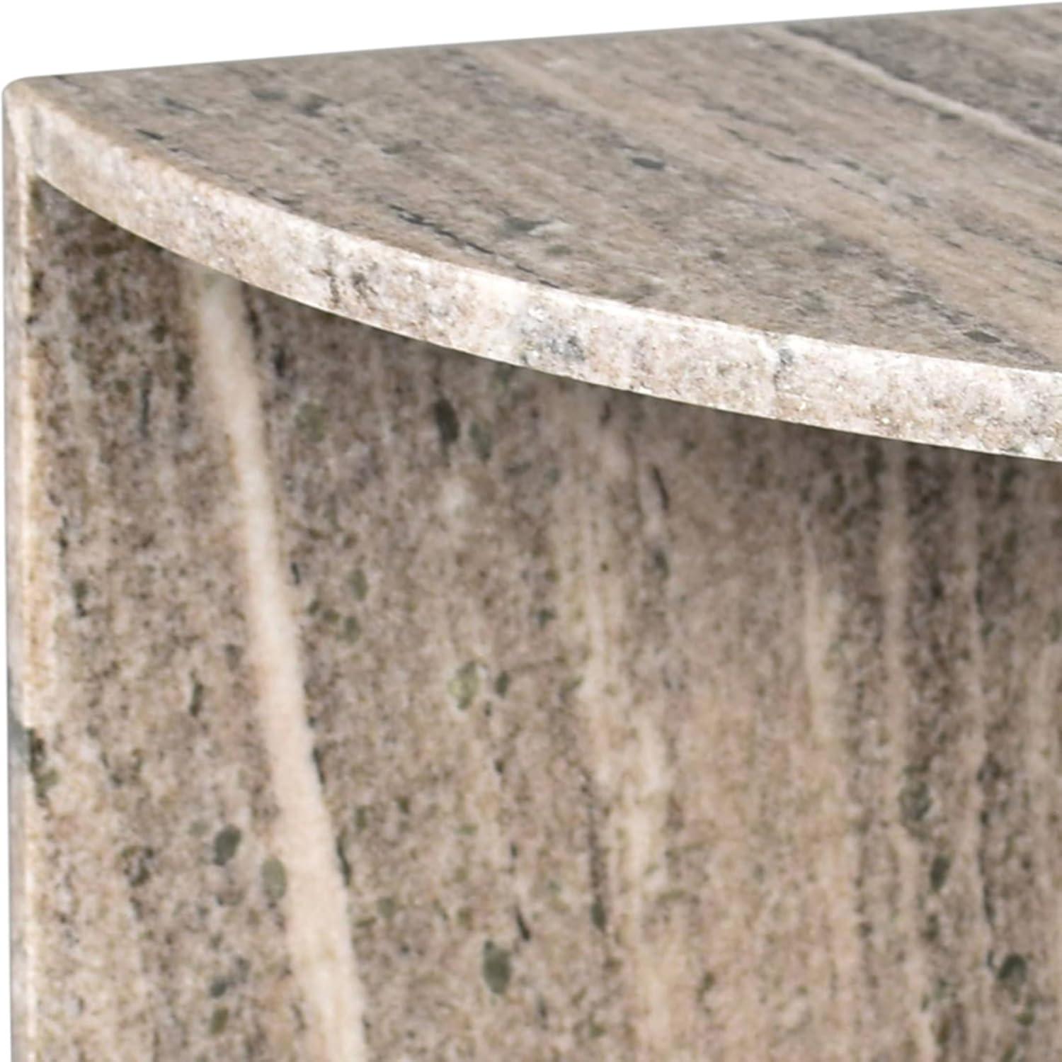 imageJONATHAN Y MTB1109B Patrice 20quot Art Deco Minimalist Natural Marble Handmade Demilune Side Table Side Table for Living Room Bedroom Bathroom GrayBeigeGrayBeige