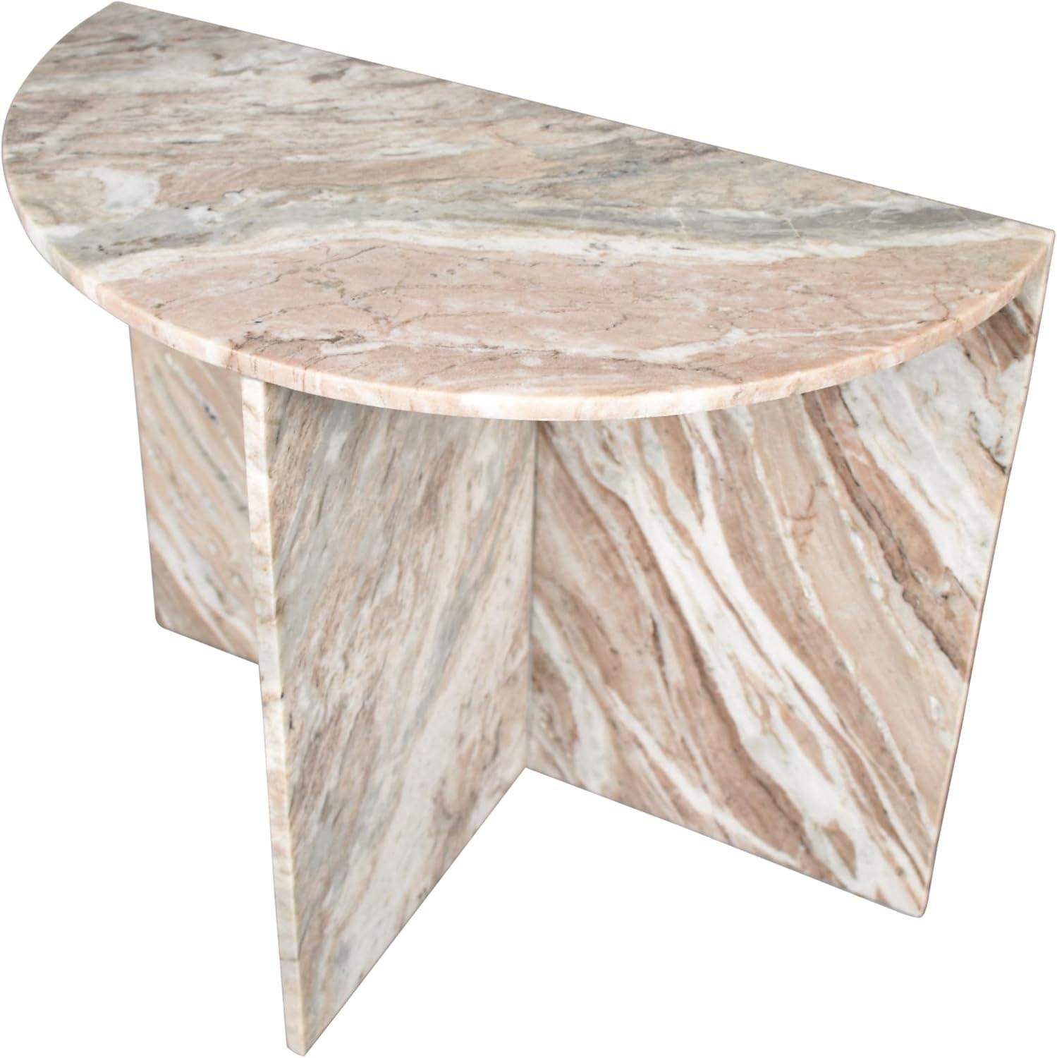imageJONATHAN Y MTB1109B Patrice 20quot Art Deco Minimalist Natural Marble Handmade Demilune Side Table Side Table for Living Room Bedroom Bathroom GrayBeigeBeigeWhiteGray