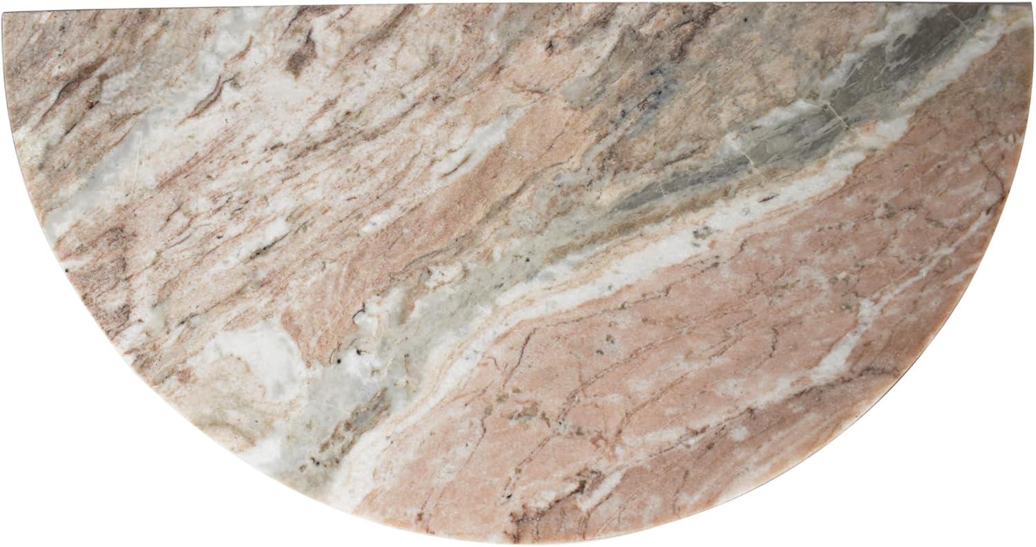 imageJONATHAN Y MTB1109B Patrice 20quot Art Deco Minimalist Natural Marble Handmade Demilune Side Table Side Table for Living Room Bedroom Bathroom GrayBeigeBeigeWhiteGray