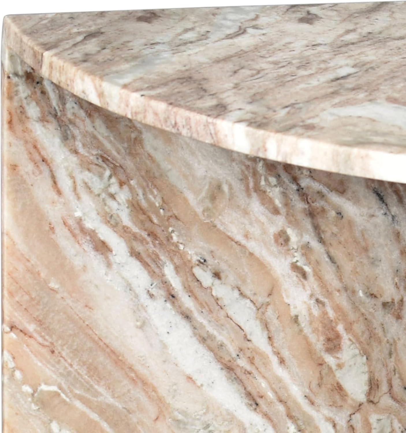 imageJONATHAN Y MTB1109B Patrice 20quot Art Deco Minimalist Natural Marble Handmade Demilune Side Table Side Table for Living Room Bedroom Bathroom GrayBeigeBeigeWhiteGray